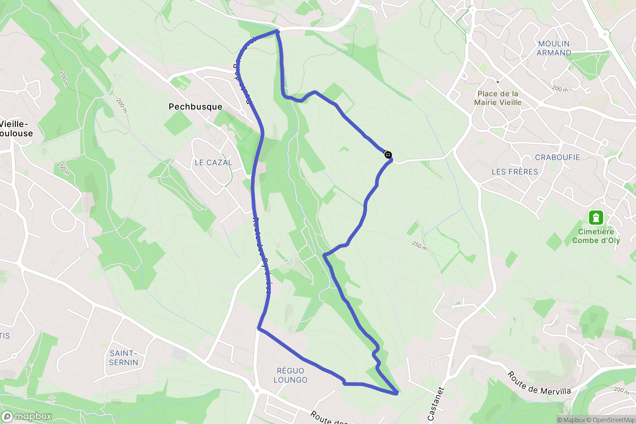 Auzeville-Tolosane : carte du parcours de randonnée - France