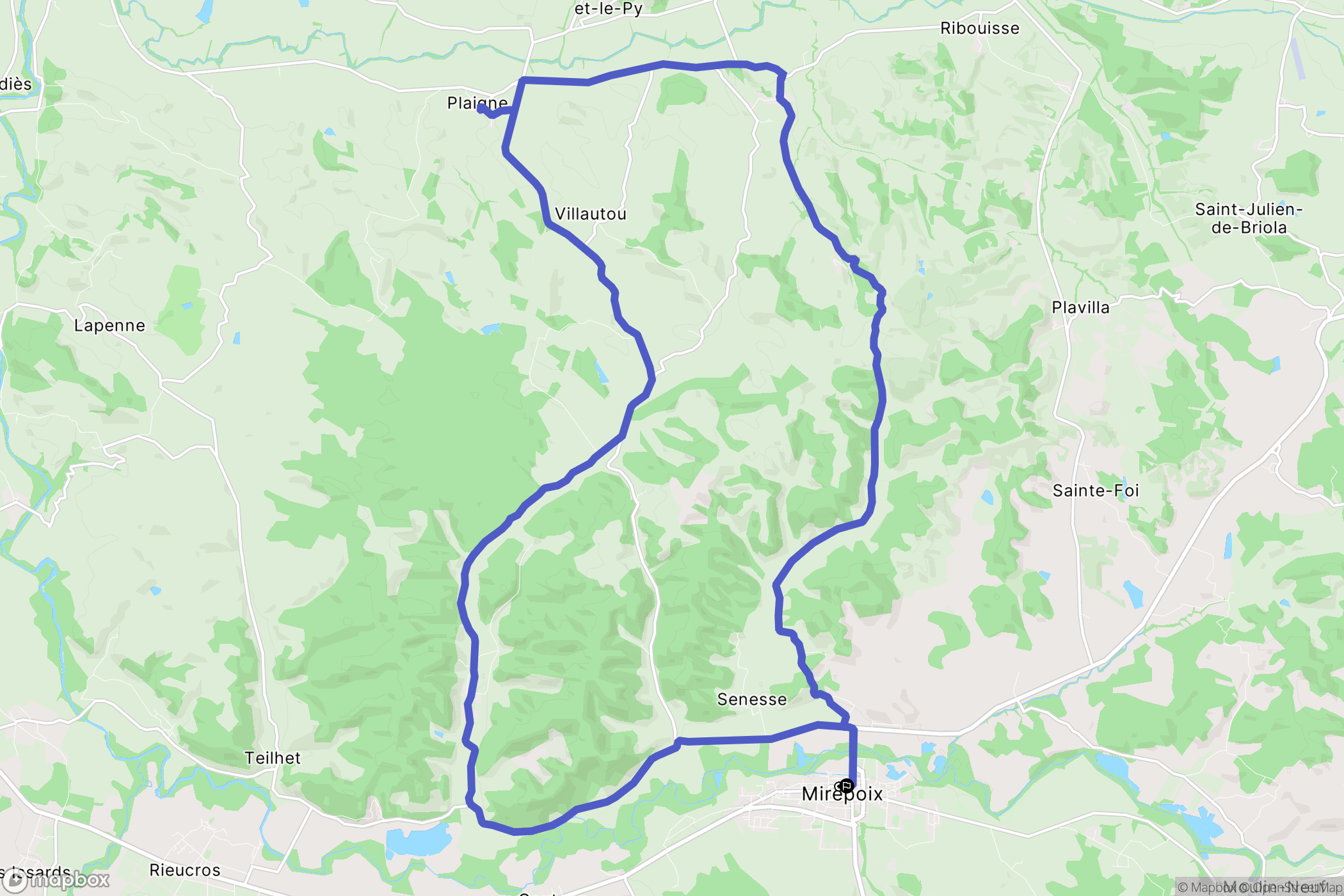 Mirepoix : carte du parcours de randonnée - France