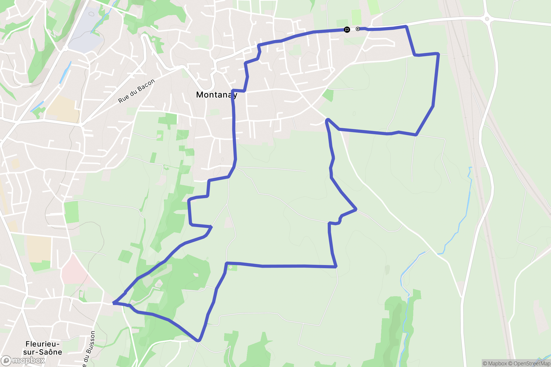 Montanay : carte du parcours de randonnée - France