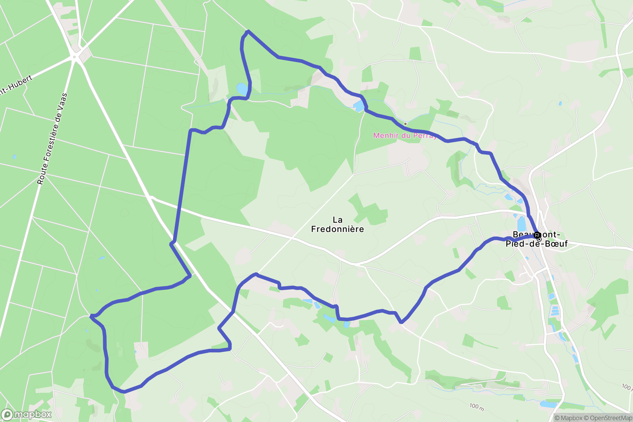 Beaumont-Pied-de-Bœuf : carte du parcours de randonnée - France
