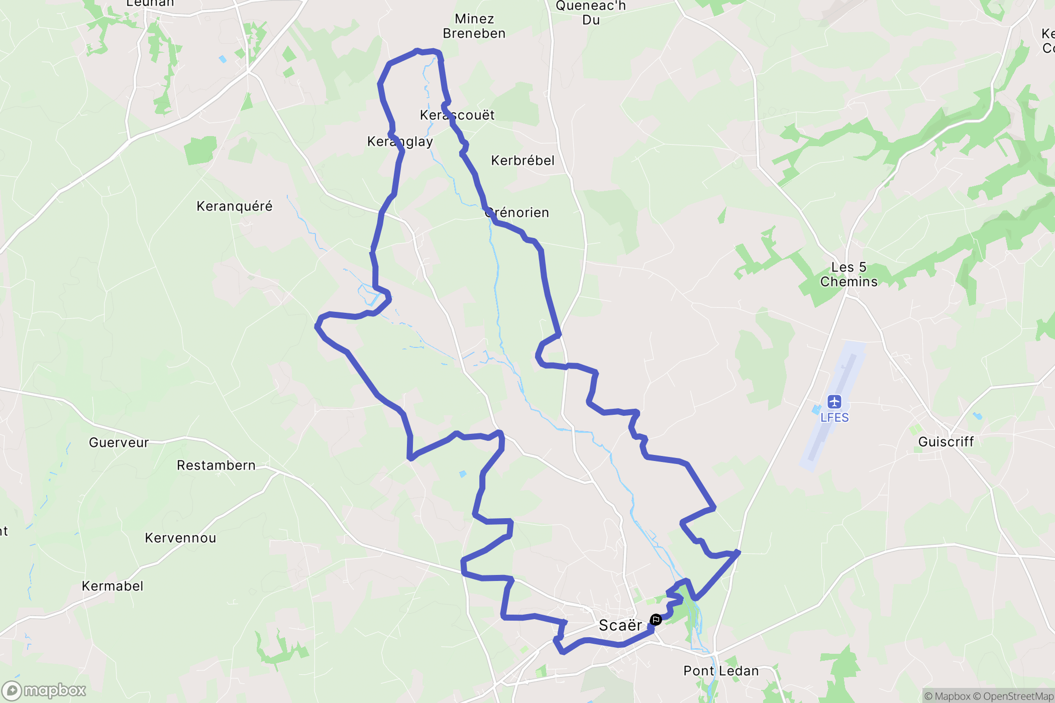 Scaër : carte du parcours de randonnée - France
