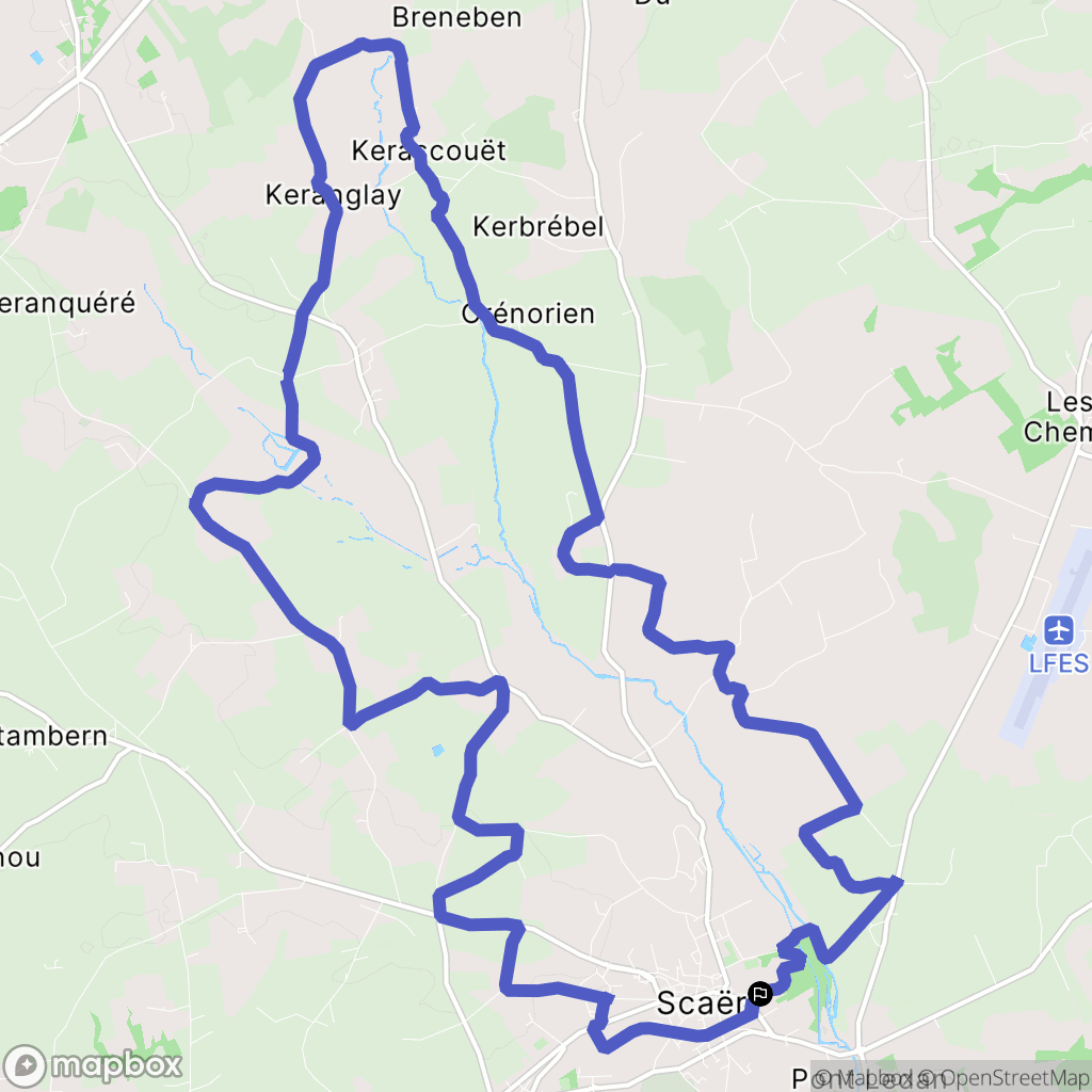 Scaër : carte du parcours de randonnée - France