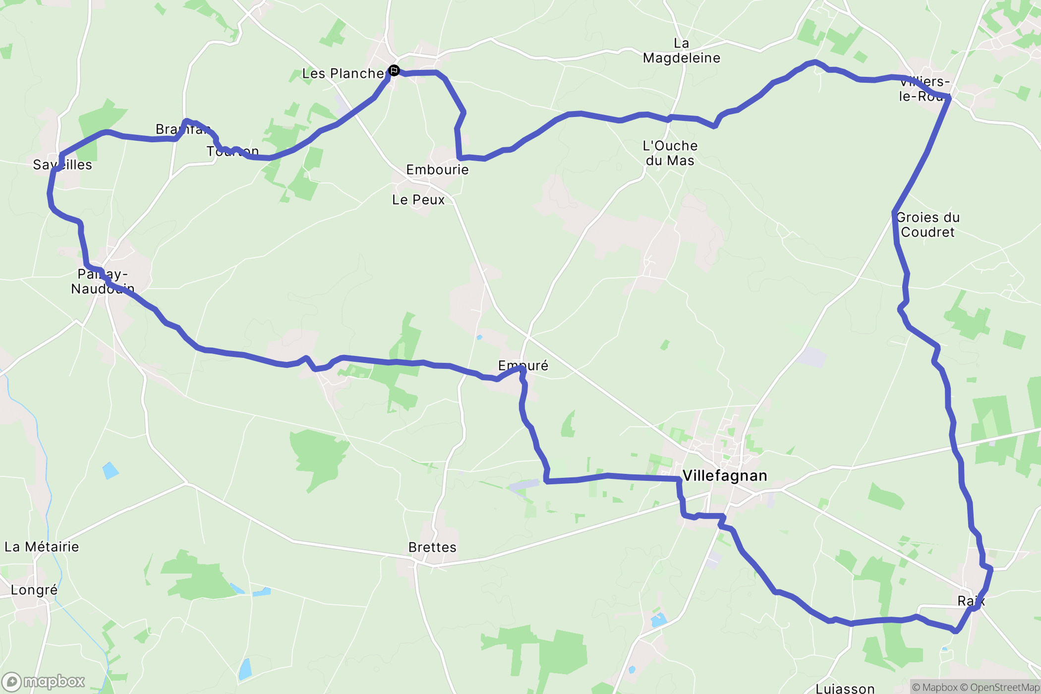 Theil-Rabier : carte du parcours de randonnée - France