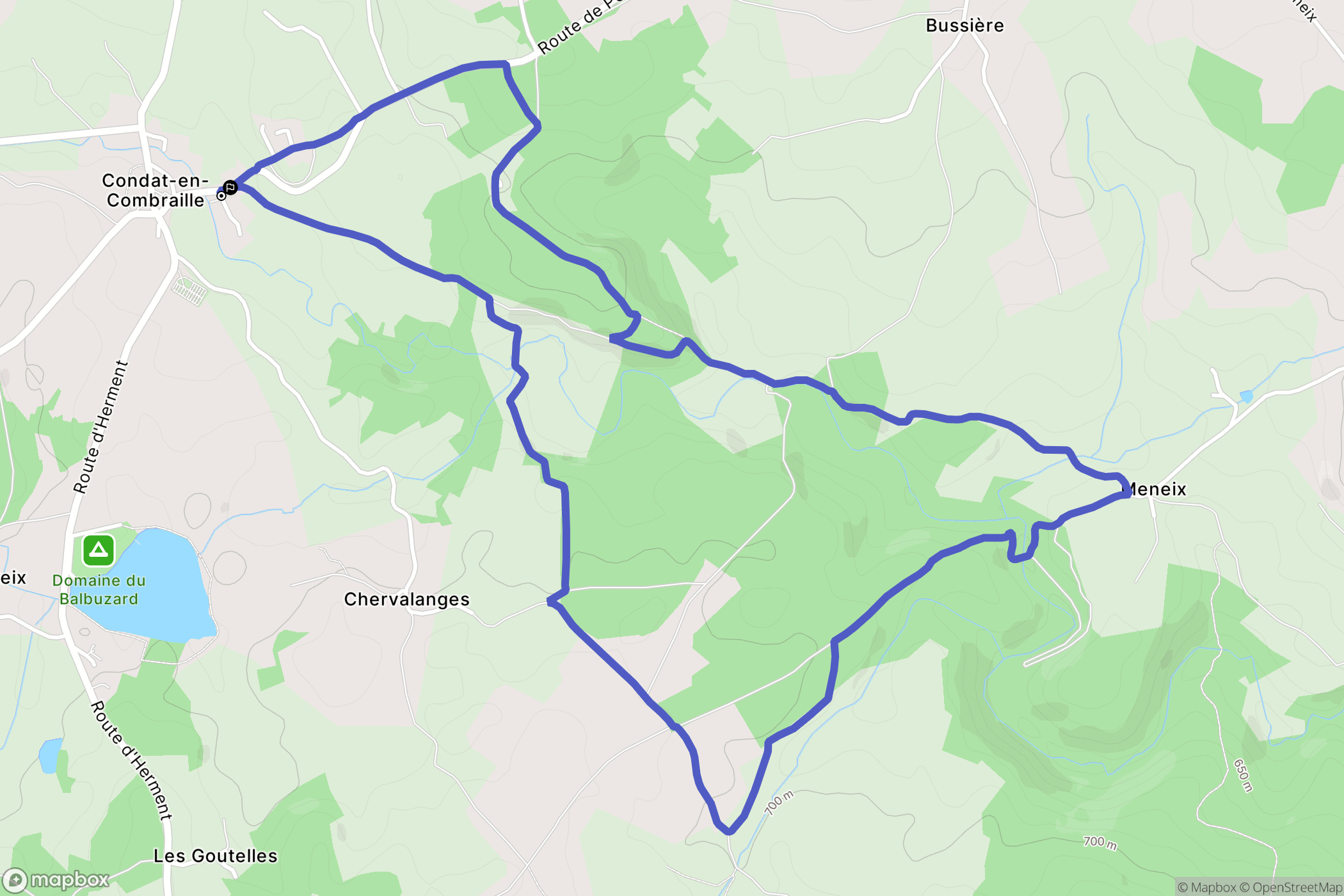 Condat-en-Combraille : carte du parcours de randonnée - France