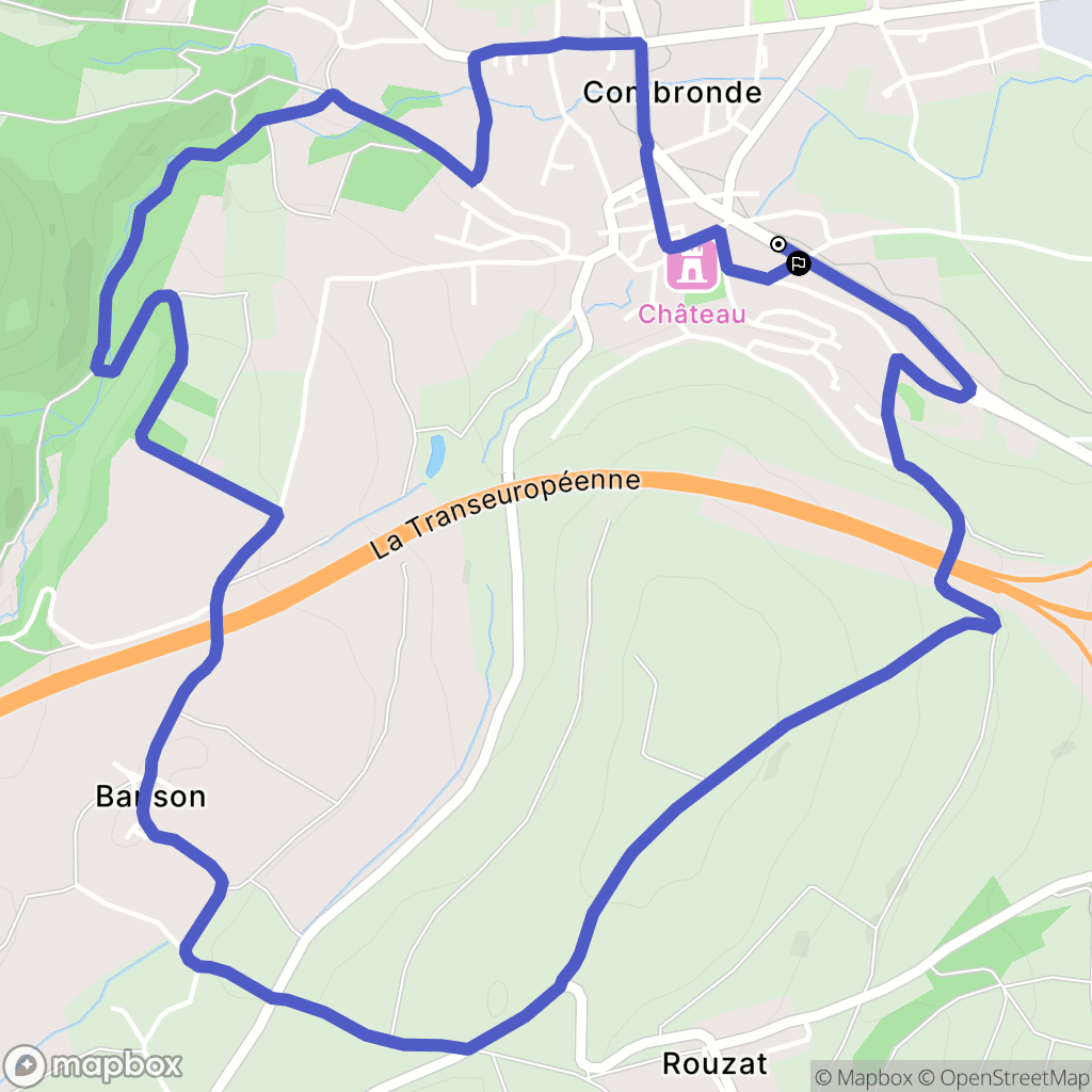 Combronde : carte du parcours de randonnée - France
