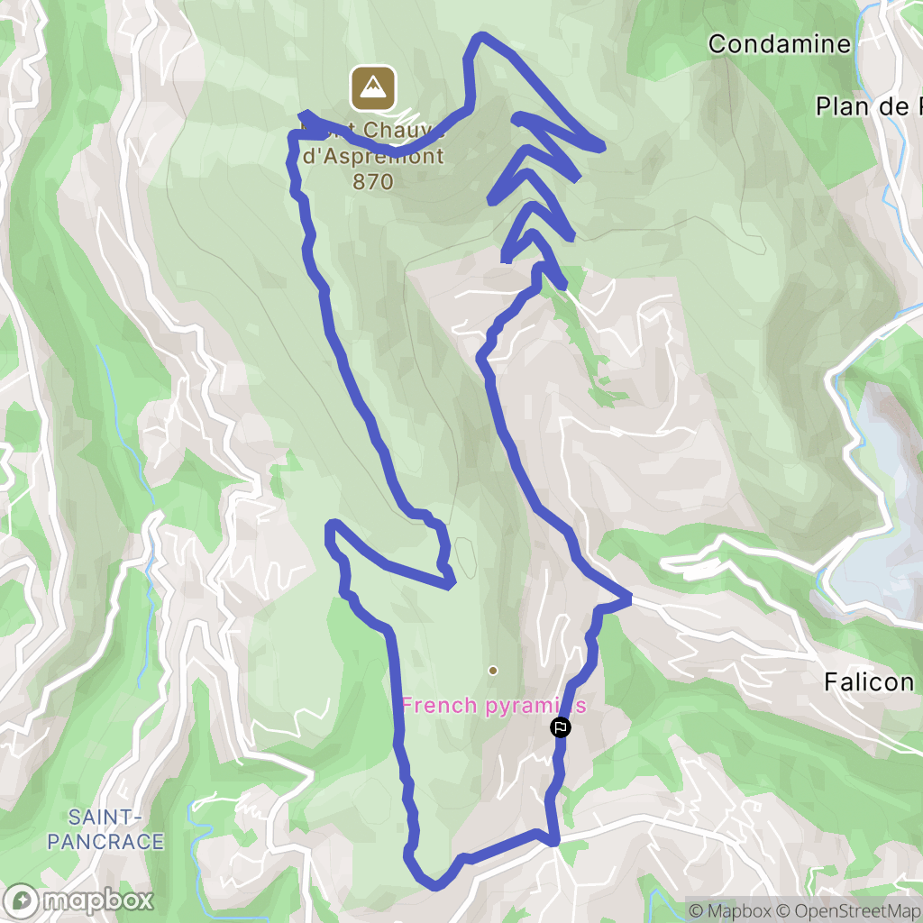 Falicon : carte du parcours de randonnée - France