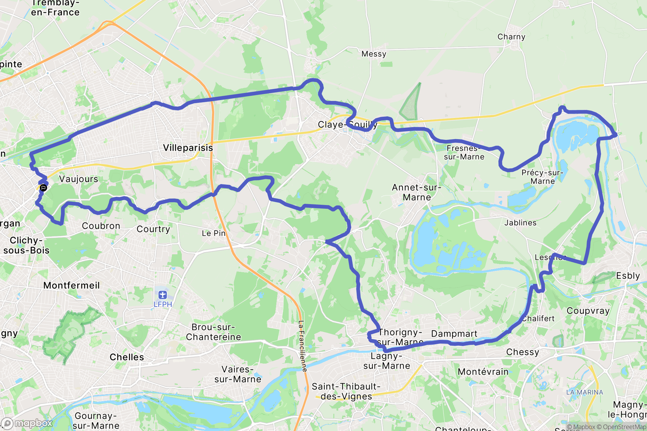 Livry-Gargan : carte du parcours de randonnée - France