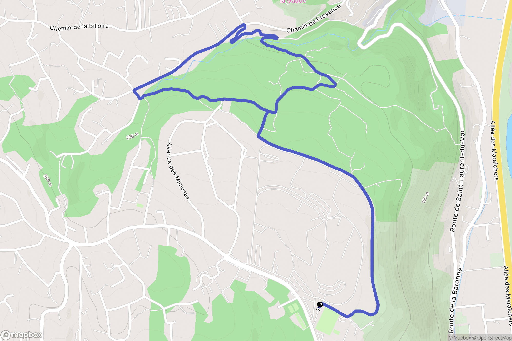 La Gaude : carte du parcours de randonnée - France