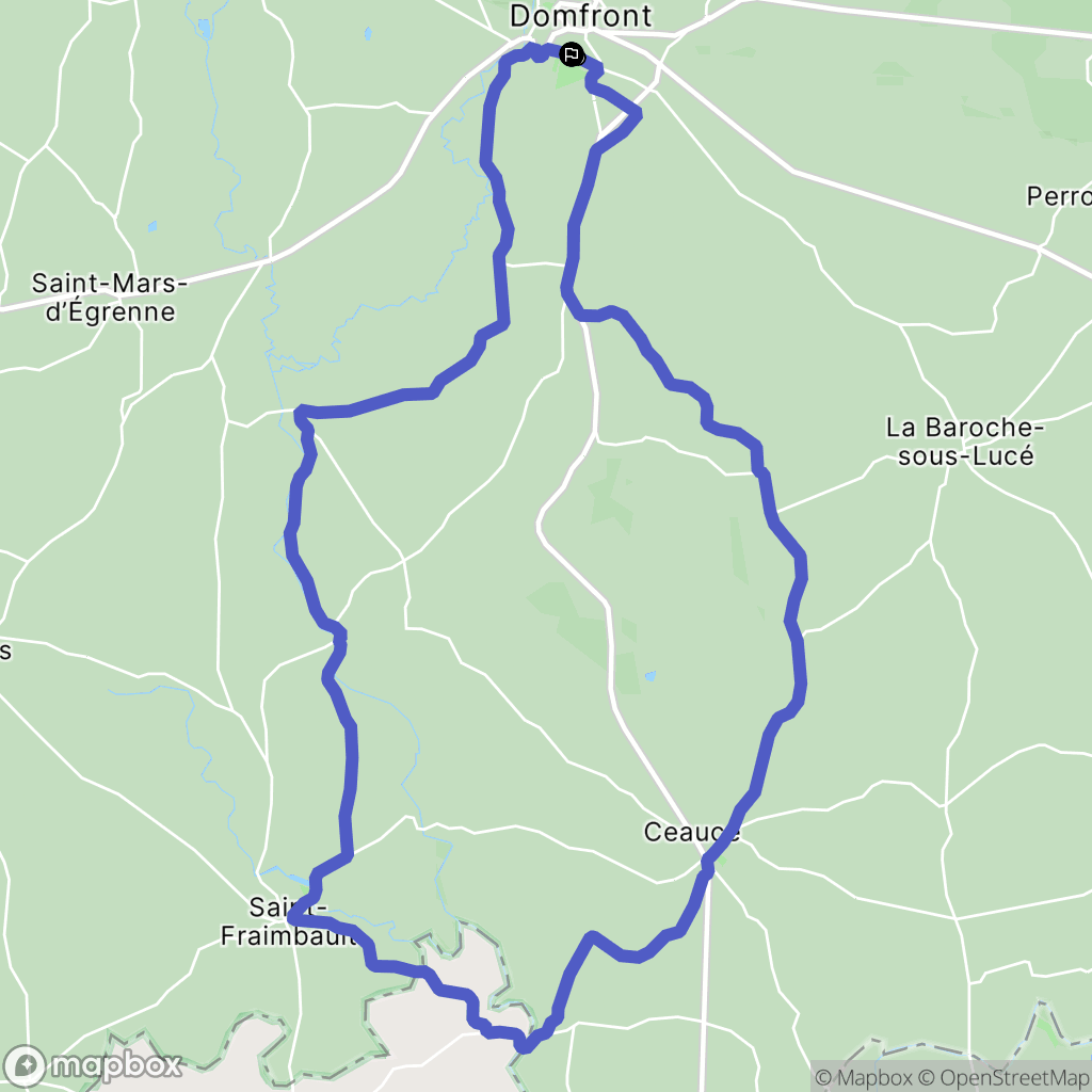 Domfront en Poiraie : carte du parcours de randonnée - France