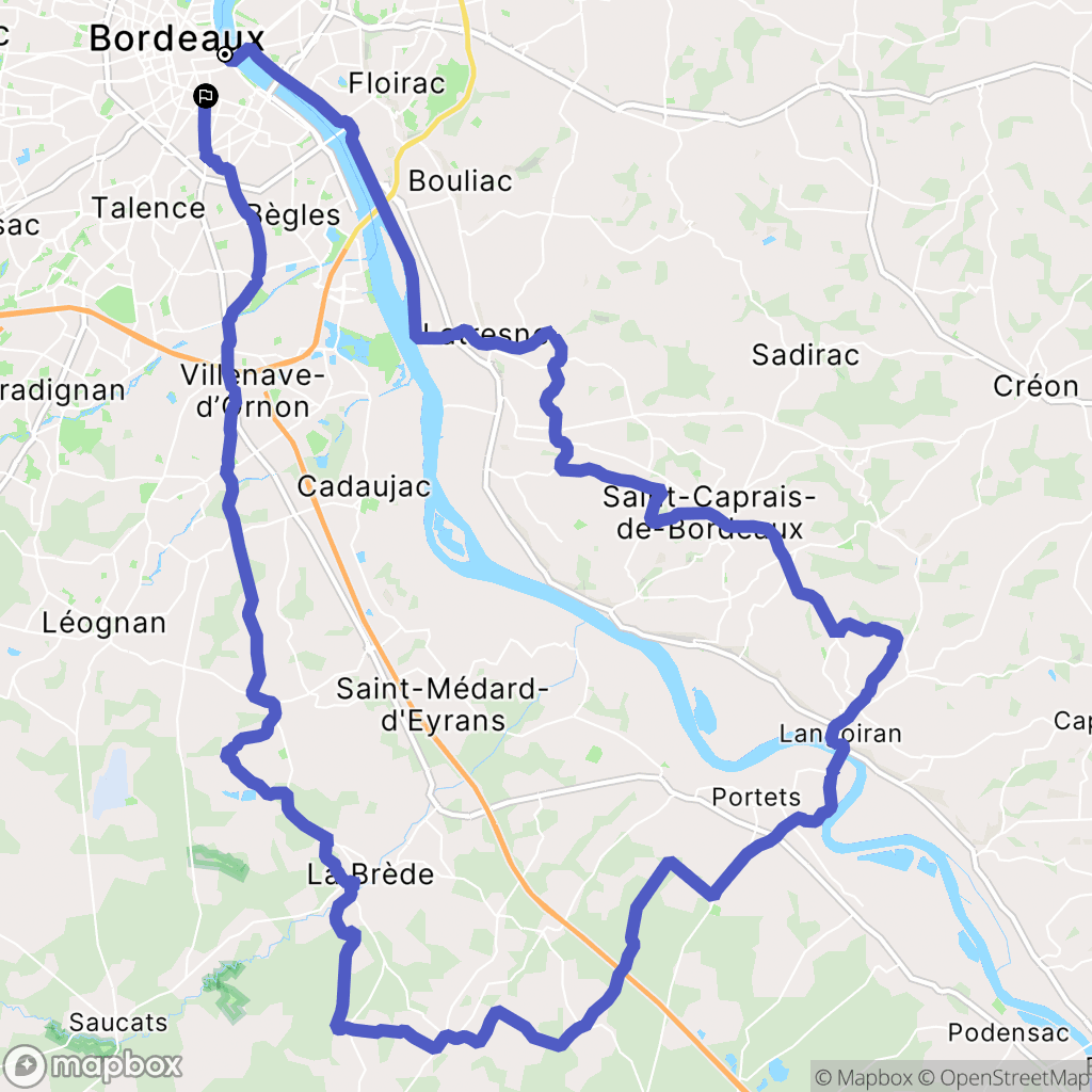 Bordeaux : carte du parcours de randonnée - France