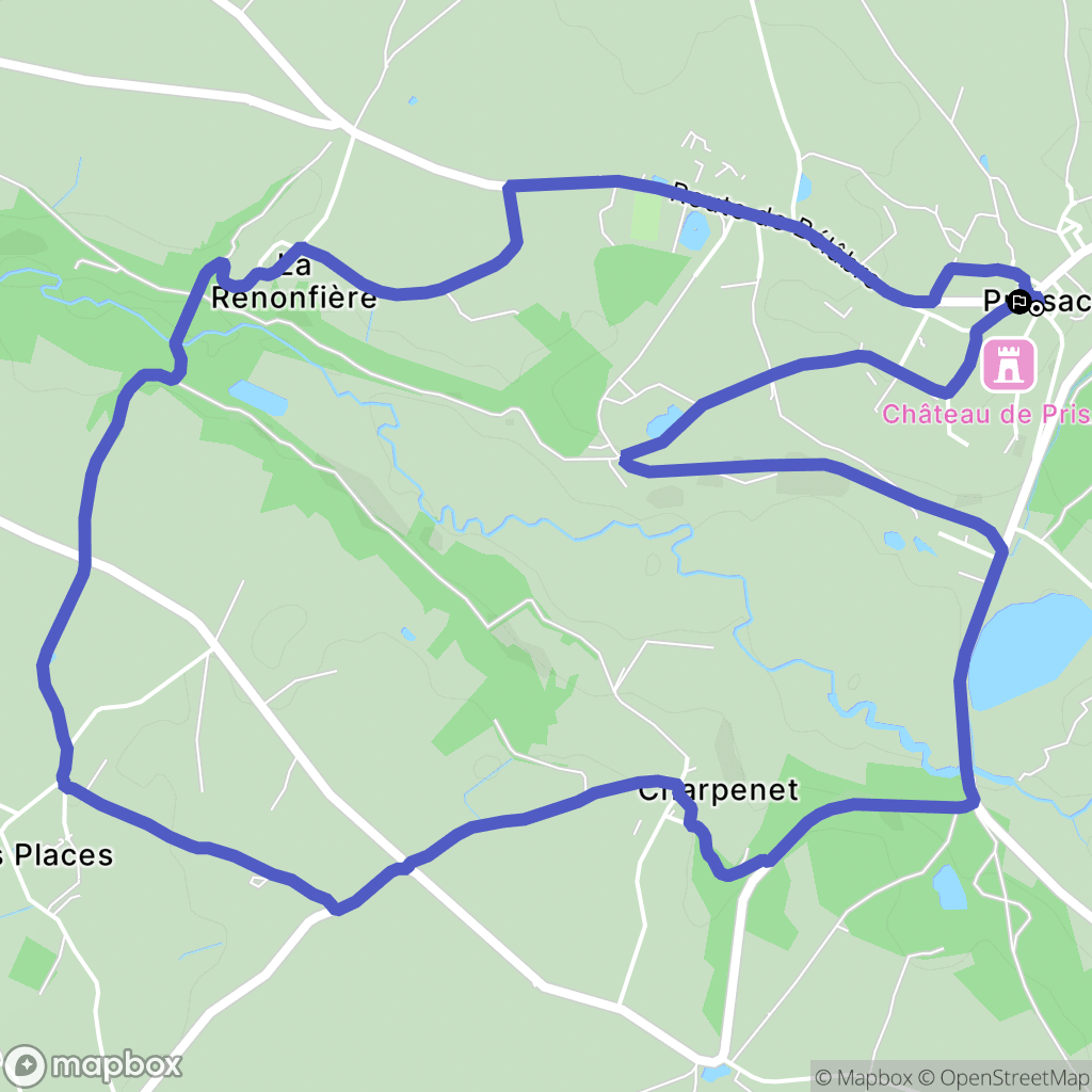 Prissac : carte du parcours de randonnée - France