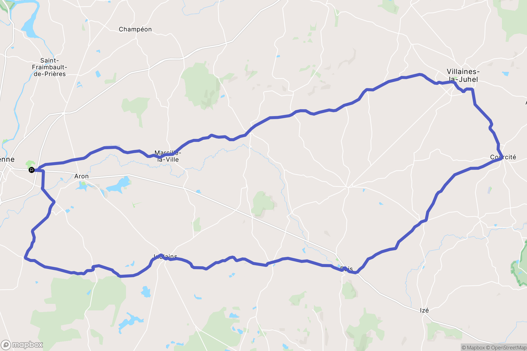 Mayenne : carte du parcours de randonnée - France