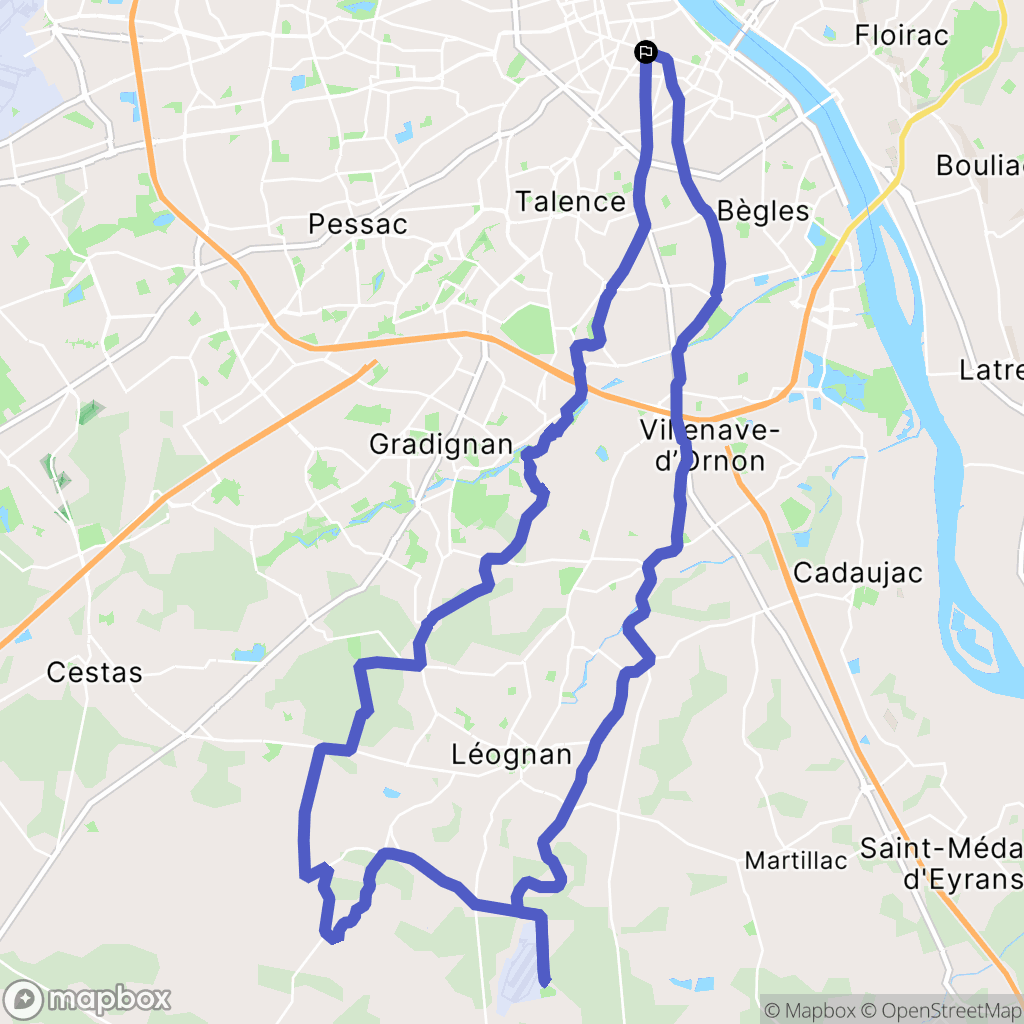 Bordeaux : carte du parcours de randonnée - France
