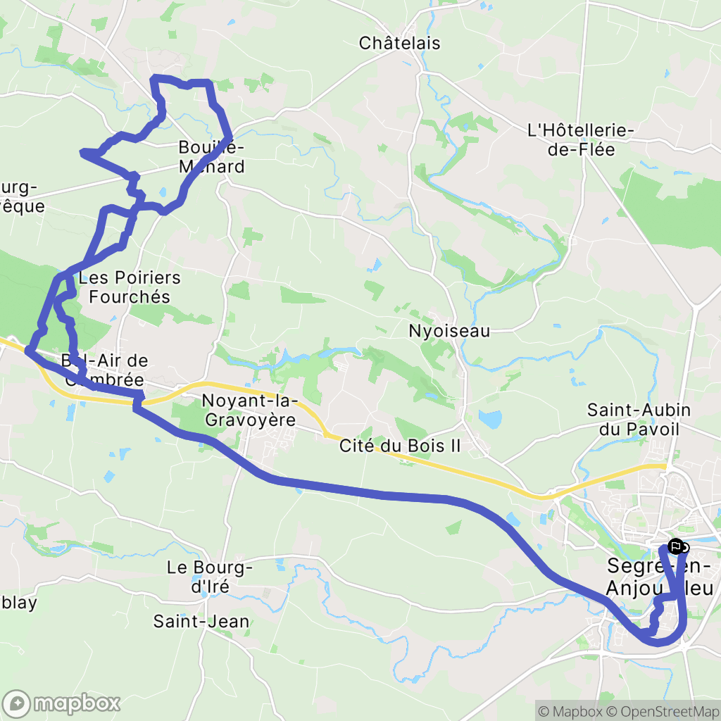 Segré-en-Anjou Bleu : carte du parcours de randonnée - France