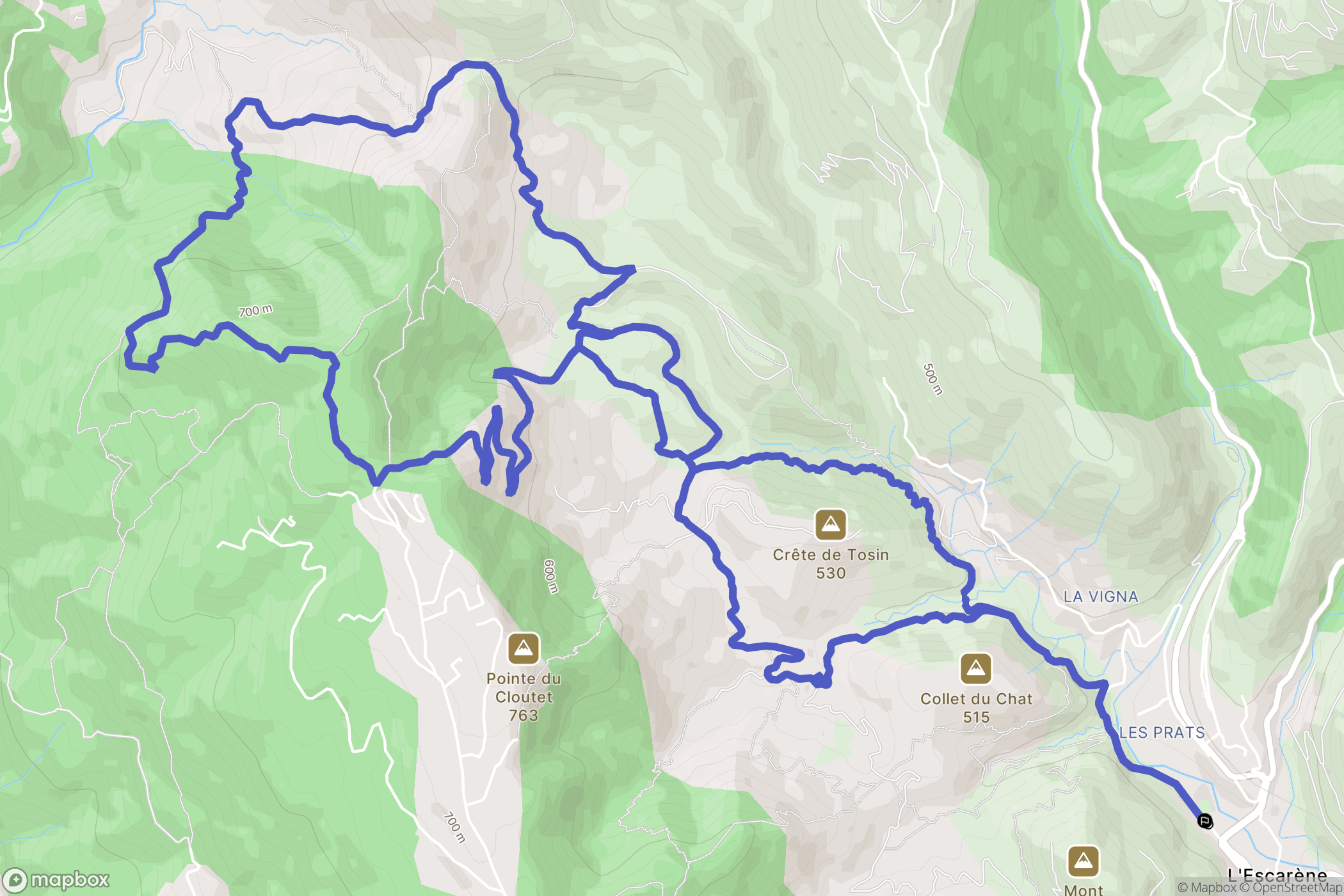 L'Escarène : carte du parcours de randonnée - France