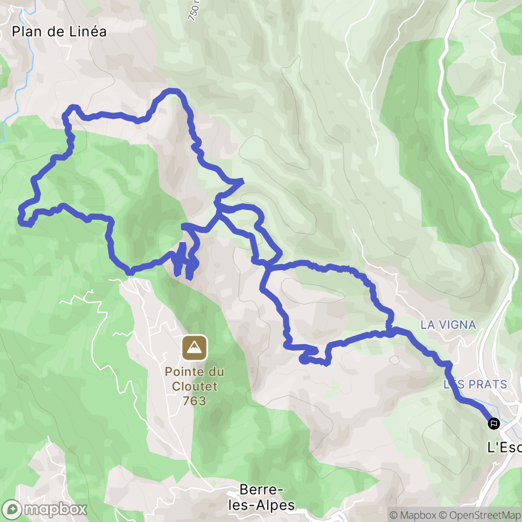 L'Escarène : carte du parcours de randonnée - France