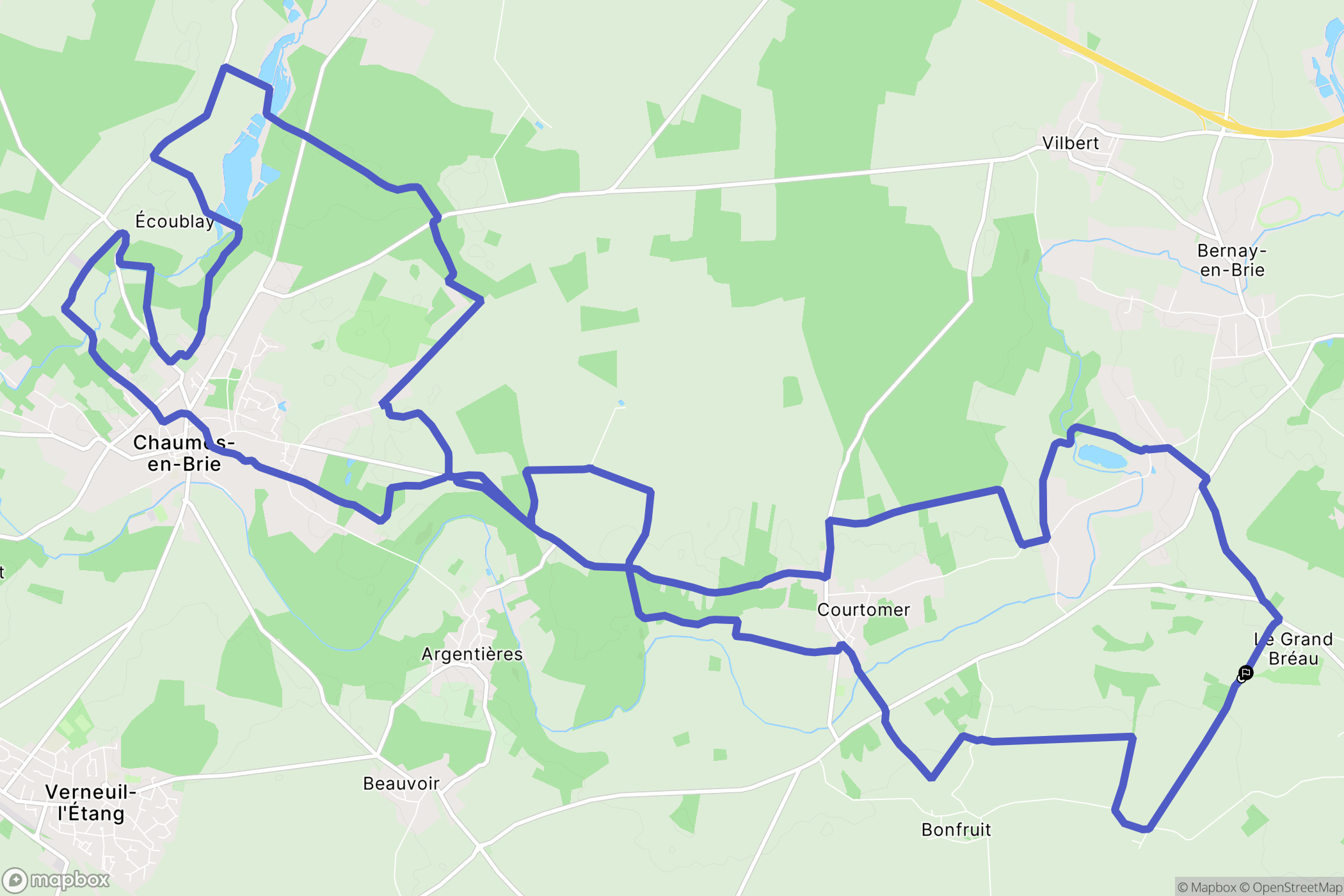 Courpalay : carte du parcours de randonnée - France