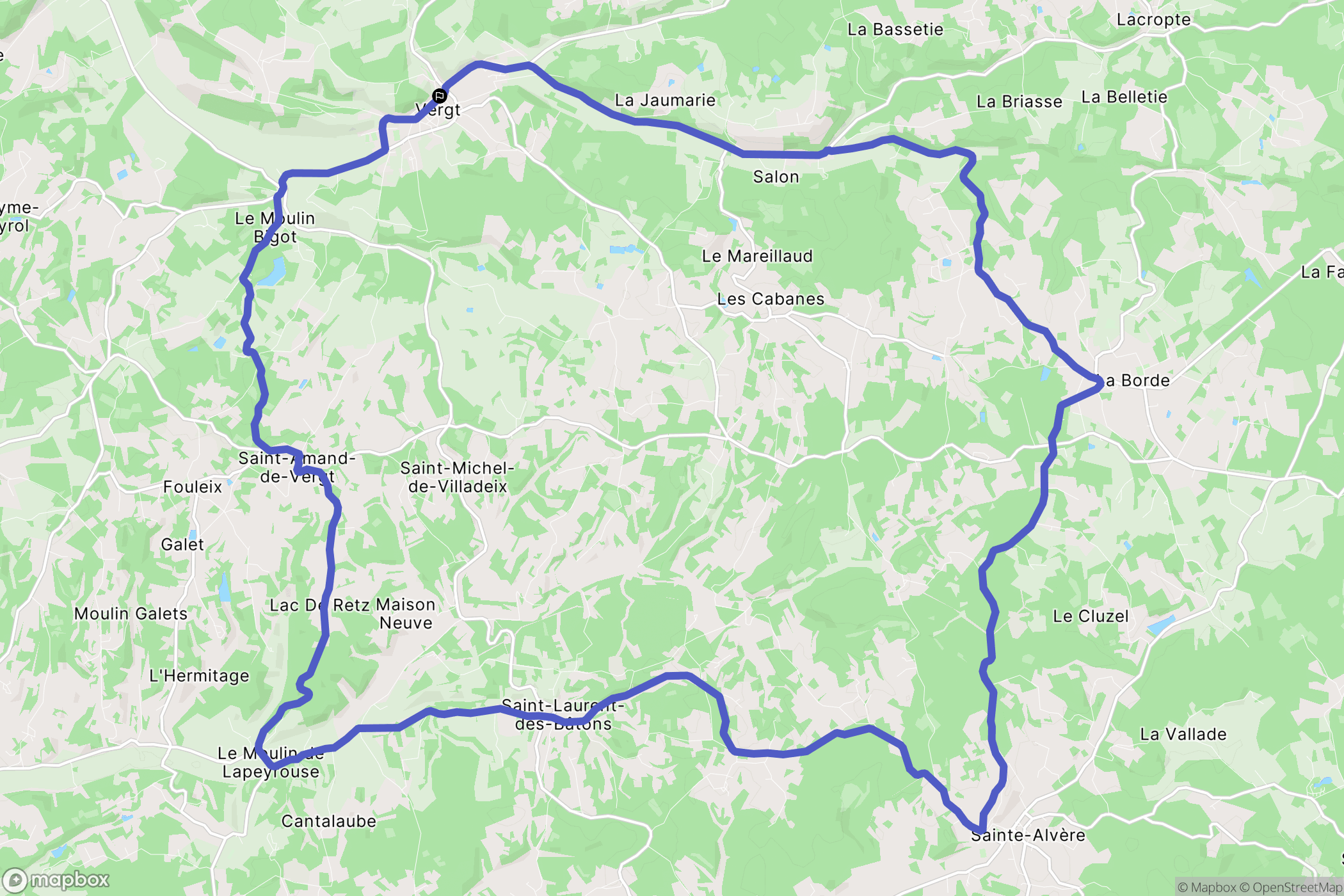 Vergt : carte du parcours de randonnée - France
