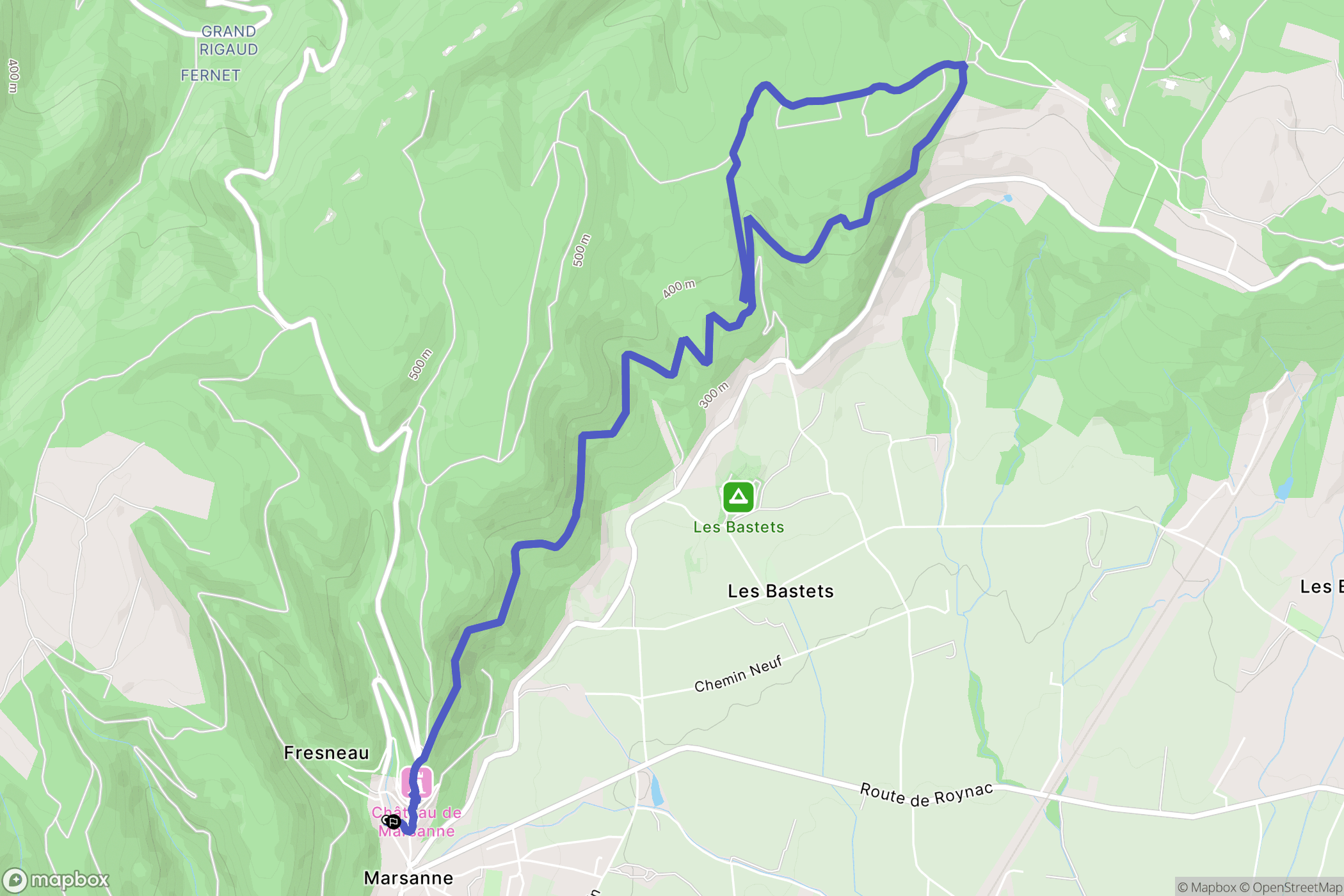 Marsanne : carte du parcours de randonnée - France