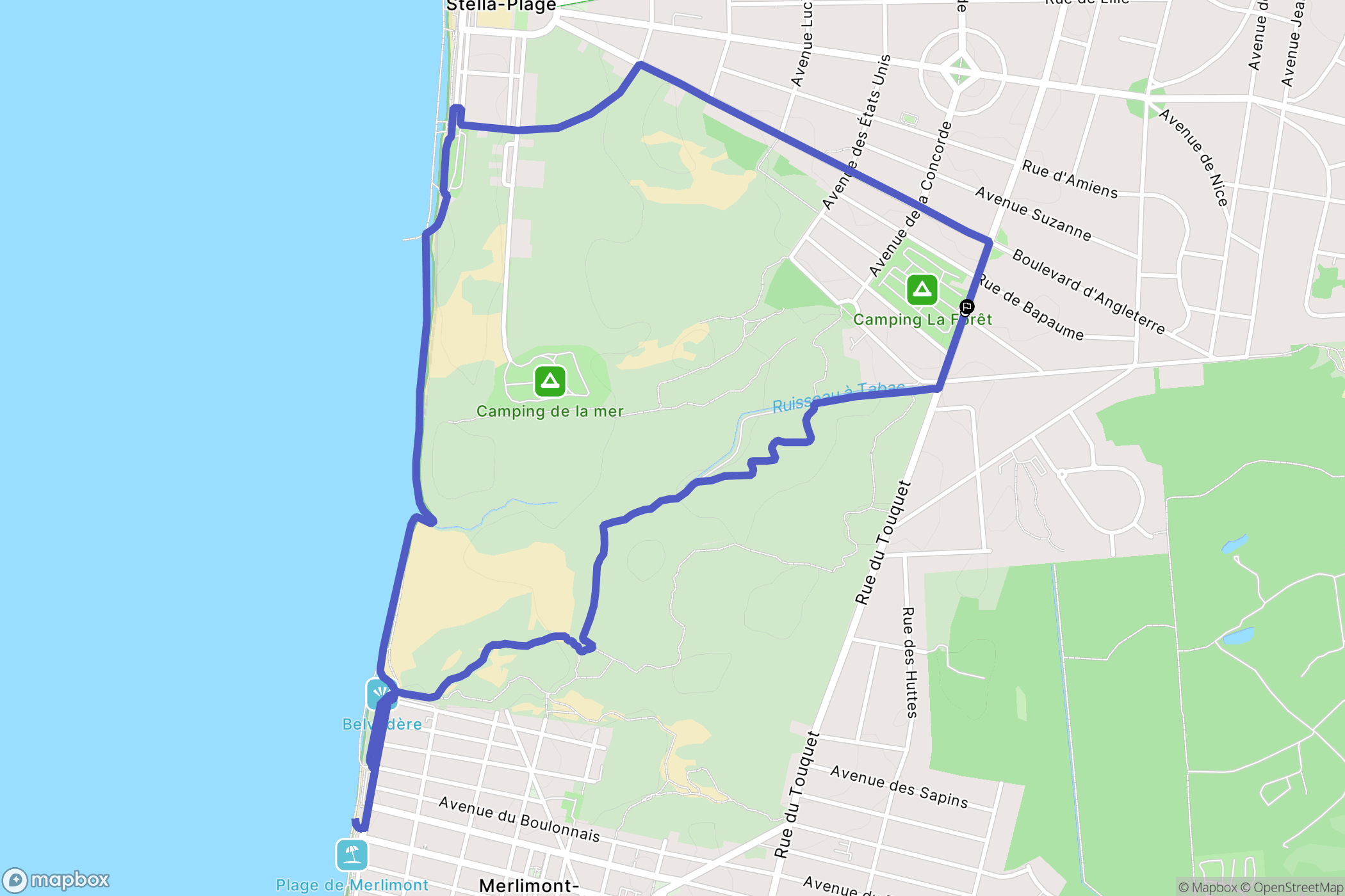 Stella-Plage, Cucq : carte du parcours de randonnée - France