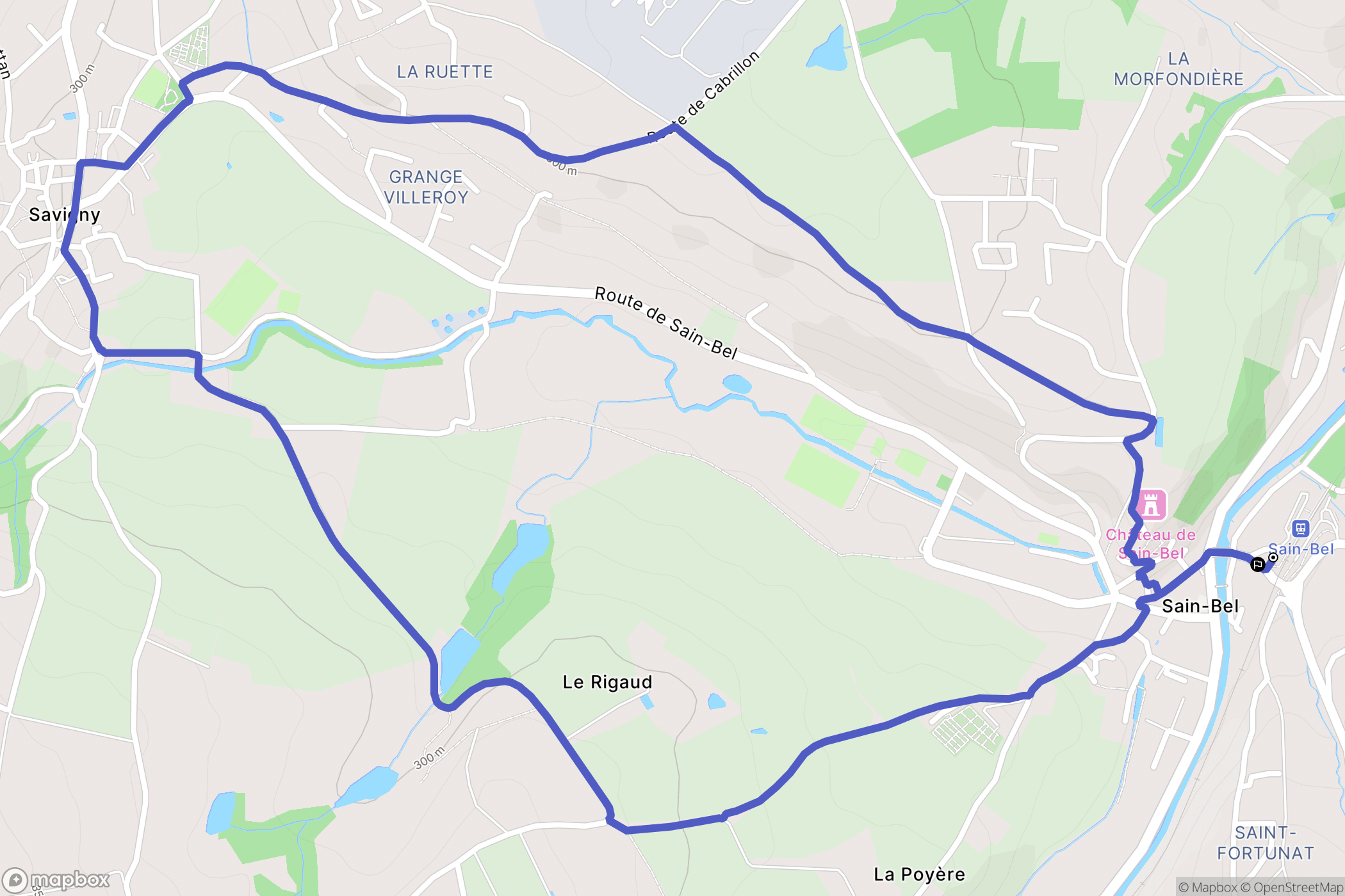 Sain-Bel : carte du parcours de randonnée - France