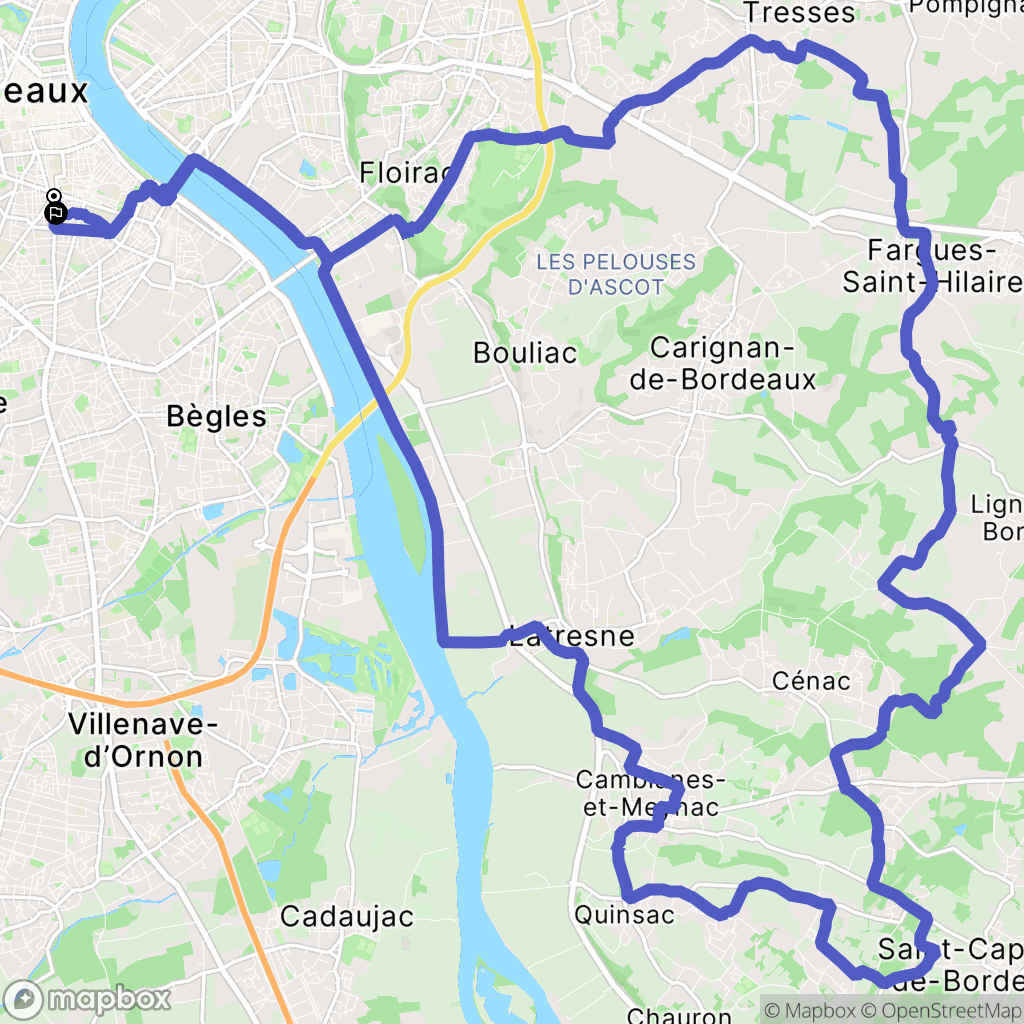 Bordeaux : carte du parcours de randonnée - France
