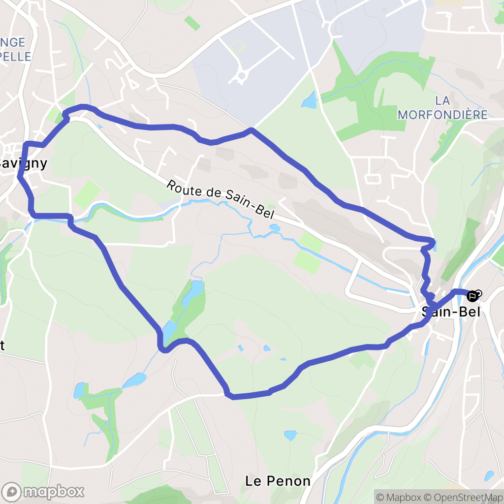 Sain-Bel : carte du parcours de randonnée - France
