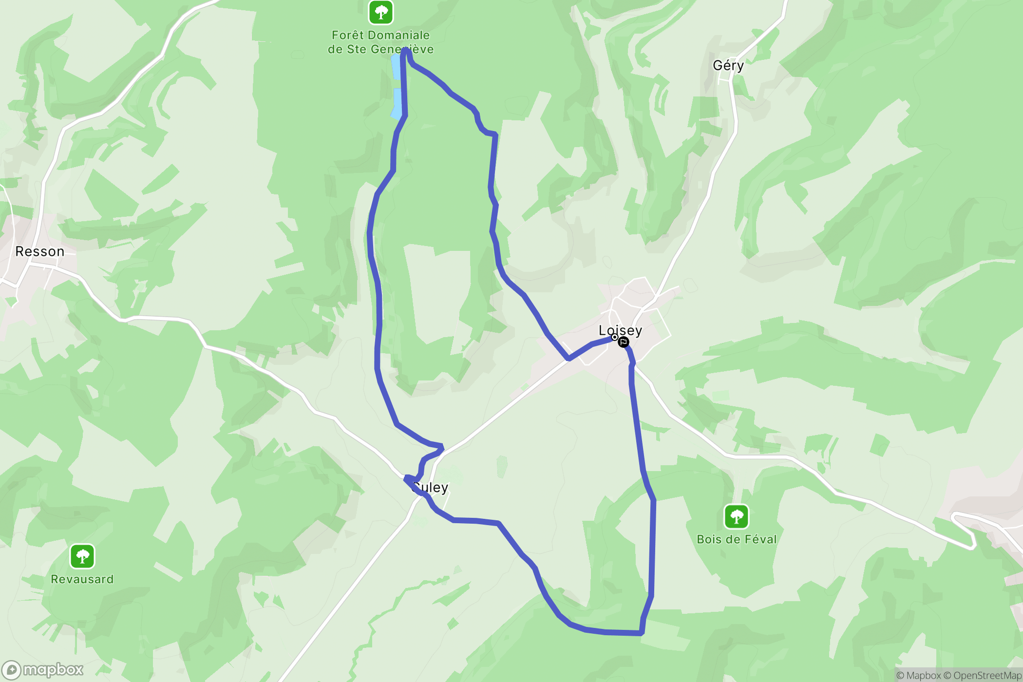 Loisey : carte du parcours de randonnée - France