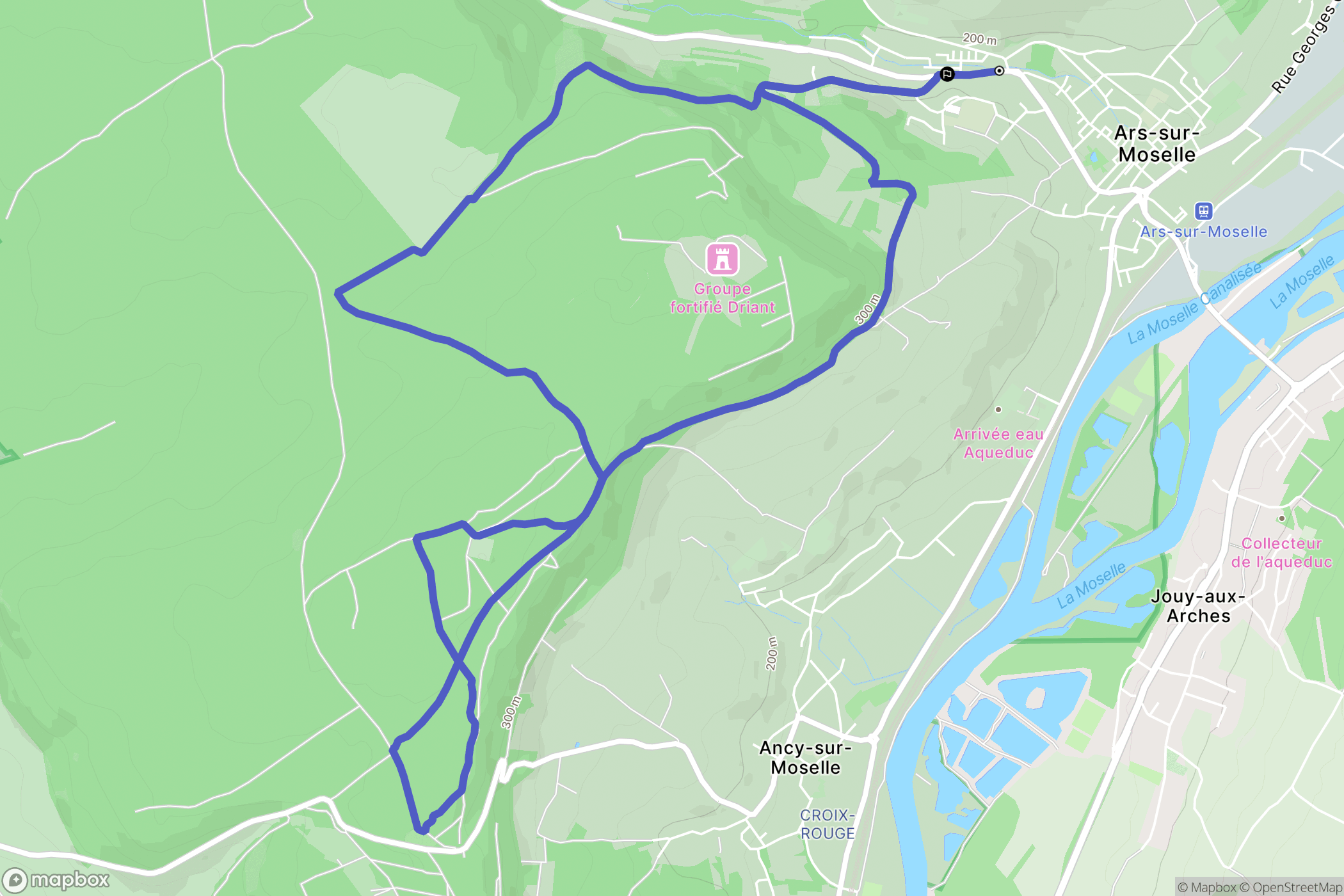 Ars-sur-Moselle : carte du parcours de randonnée - France