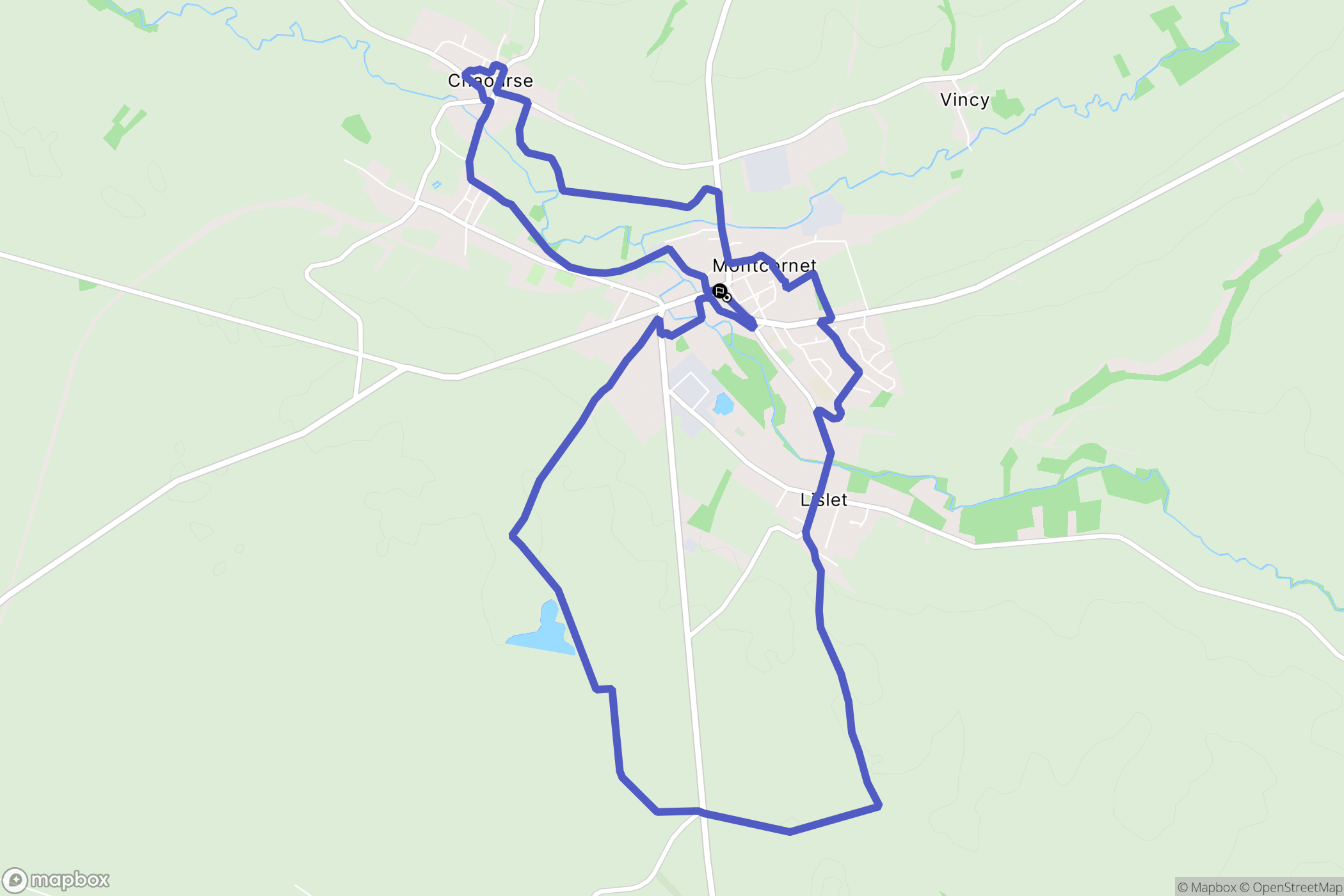 Montcornet : carte du parcours de randonnée - France
