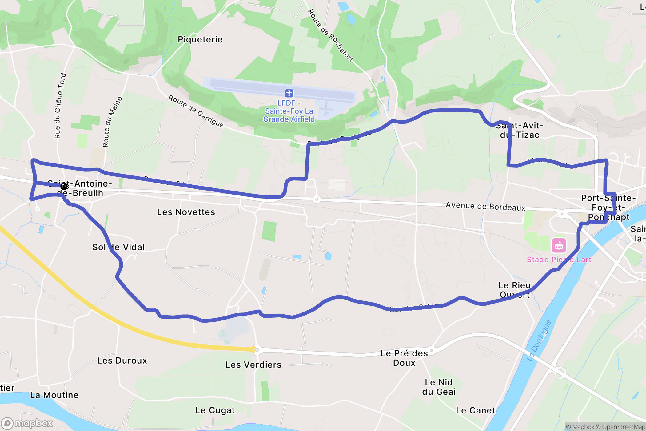 Saint-Antoine-de-Breuilh : carte du parcours de randonnée - France