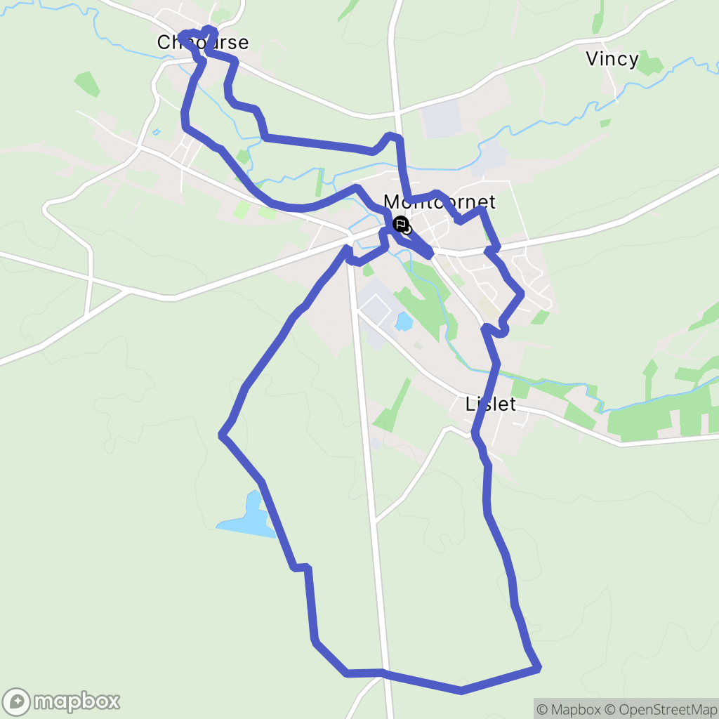 Montcornet : carte du parcours de randonnée - France