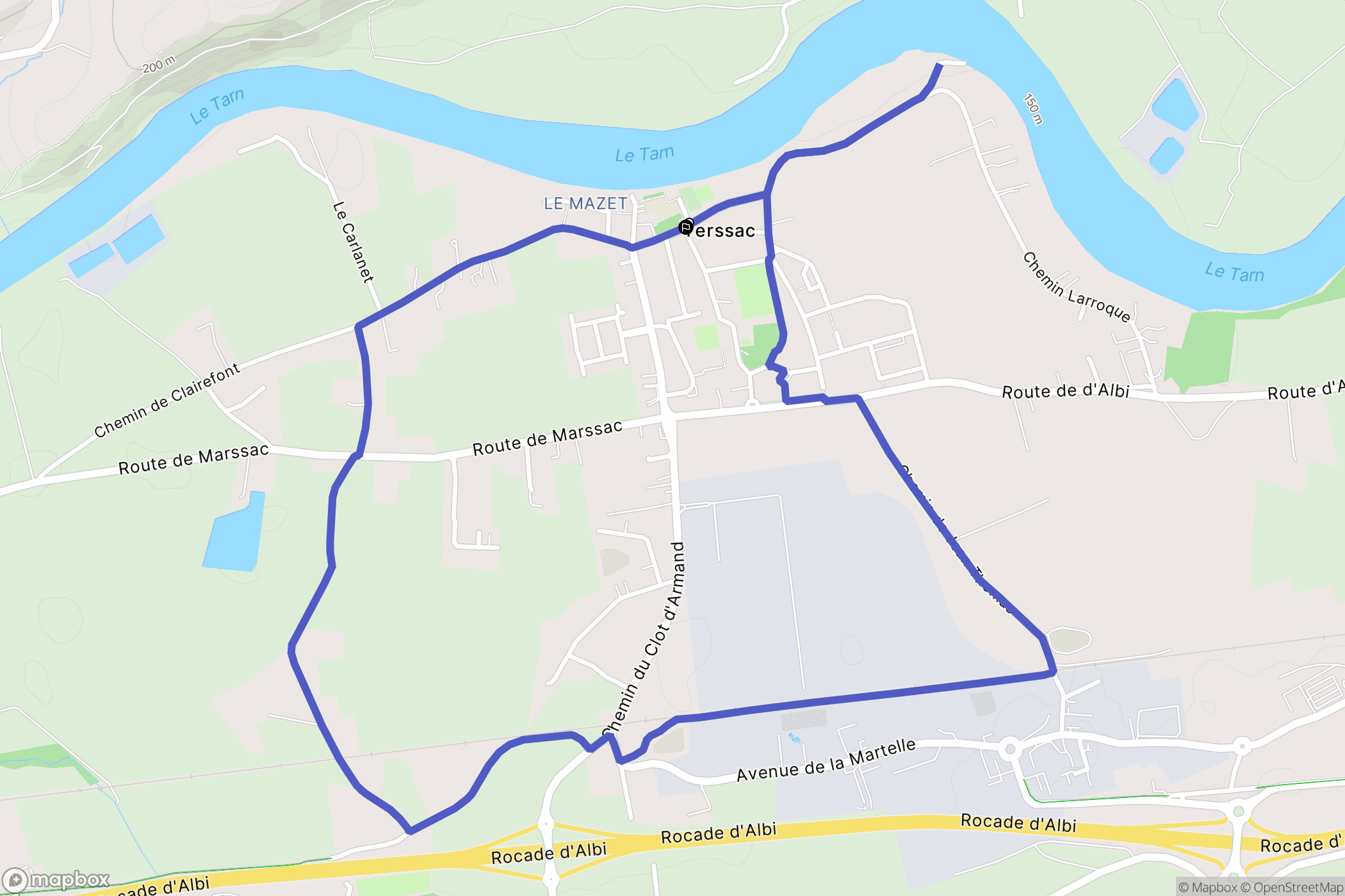 Terssac : carte du parcours de randonnée - France