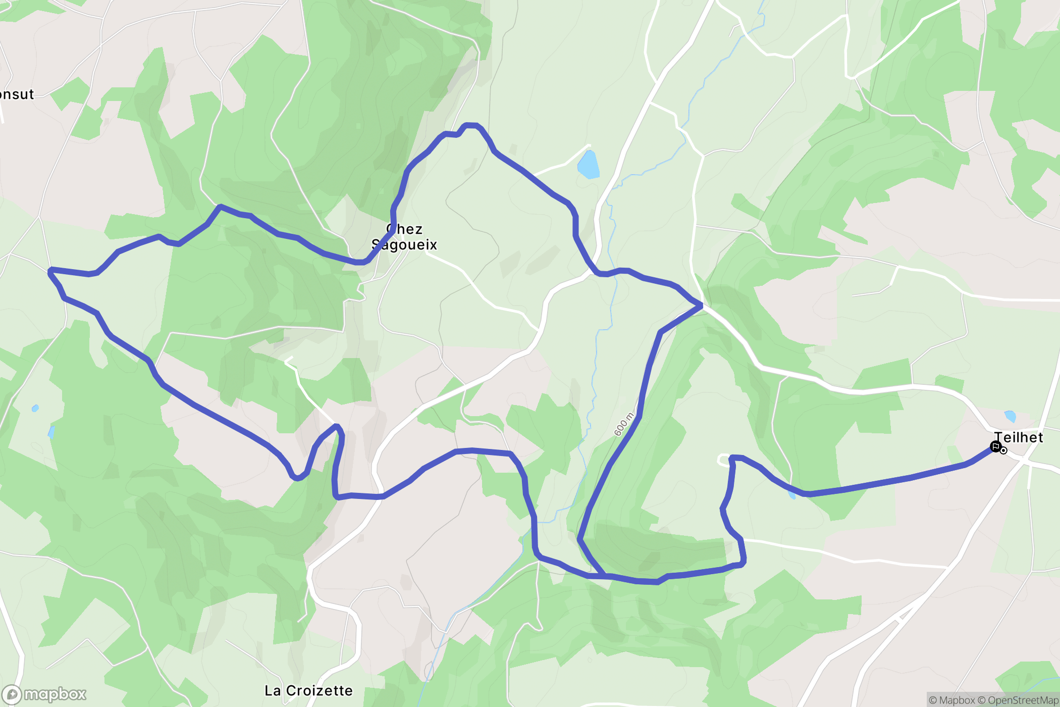 Teilhet : carte du parcours de randonnée - France