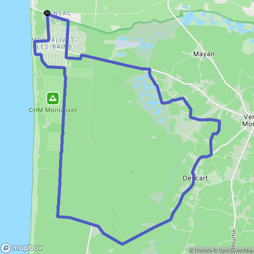 Montalivet-les-Bains : carte du parcours de randonnée - France