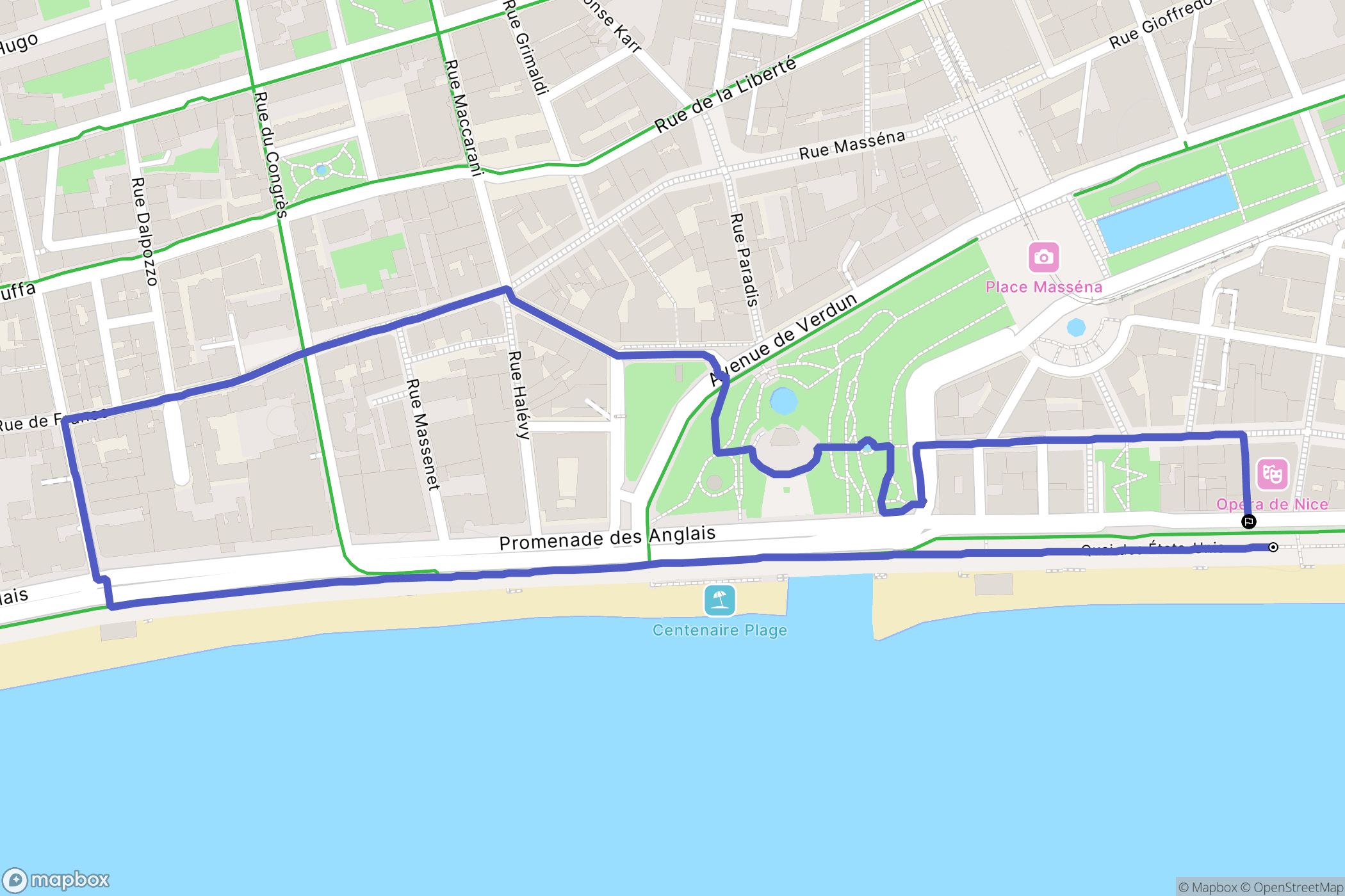 Nice : carte du parcours de randonnée - France