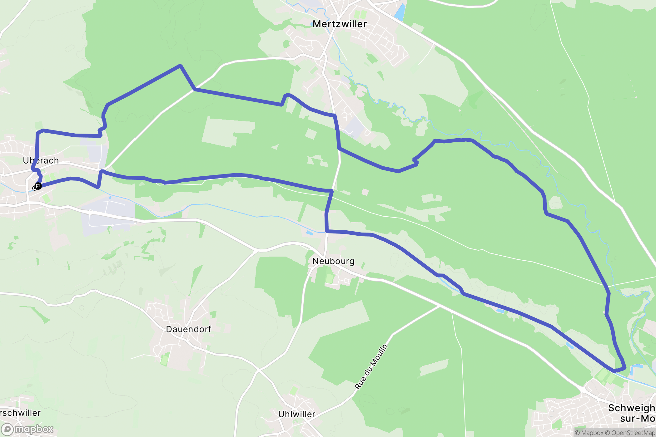 Val-de-Moder : carte du parcours de randonnée - France
