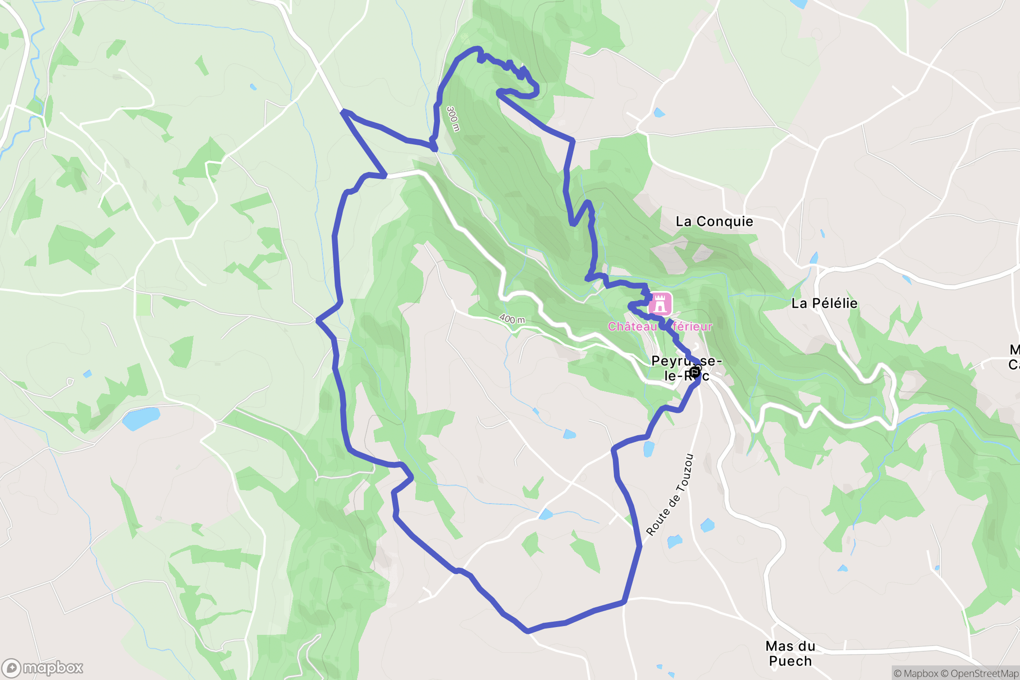 Peyrusse-le-Roc : carte du parcours de randonnée - France