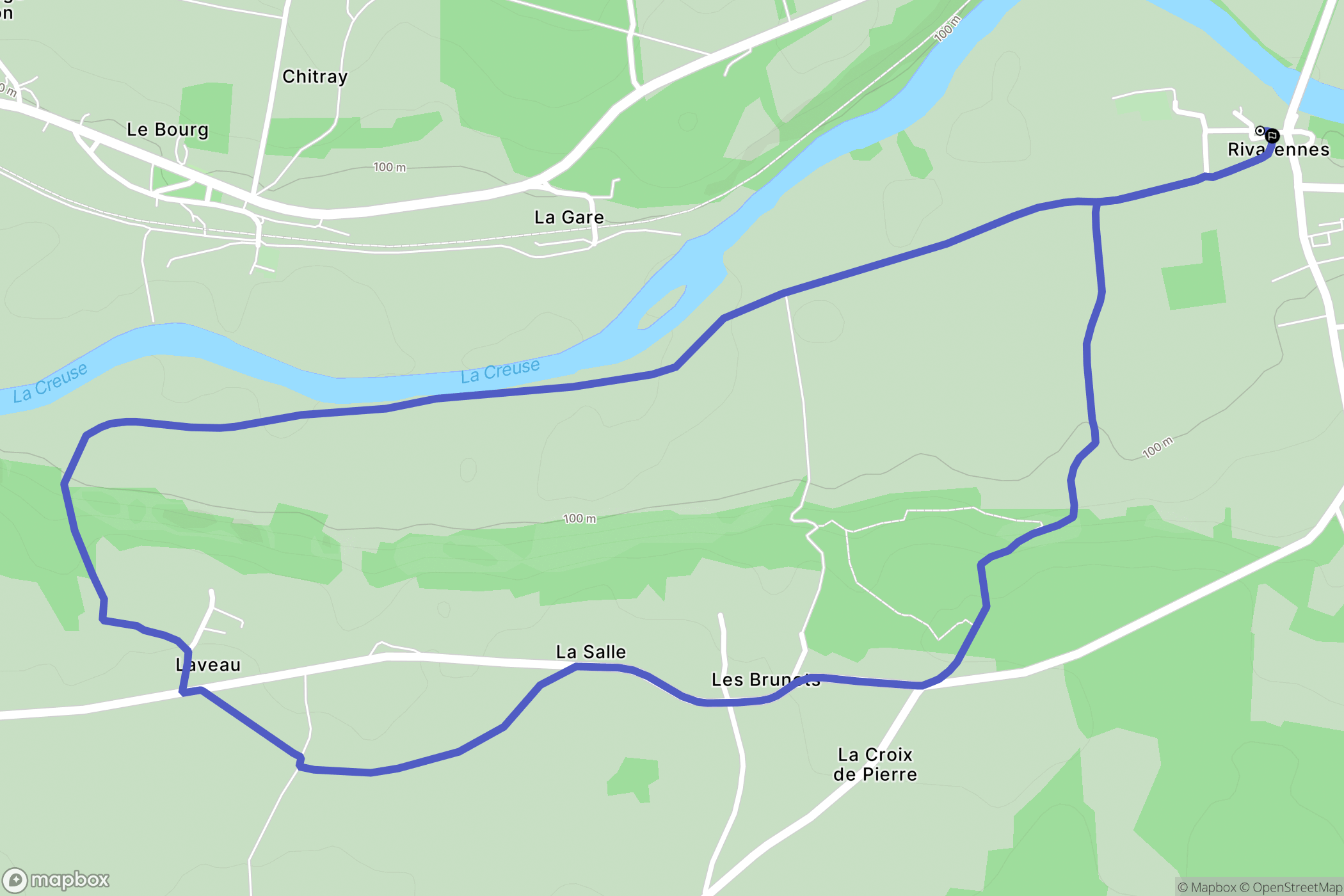 Rivarennes : carte du parcours de randonnée - France