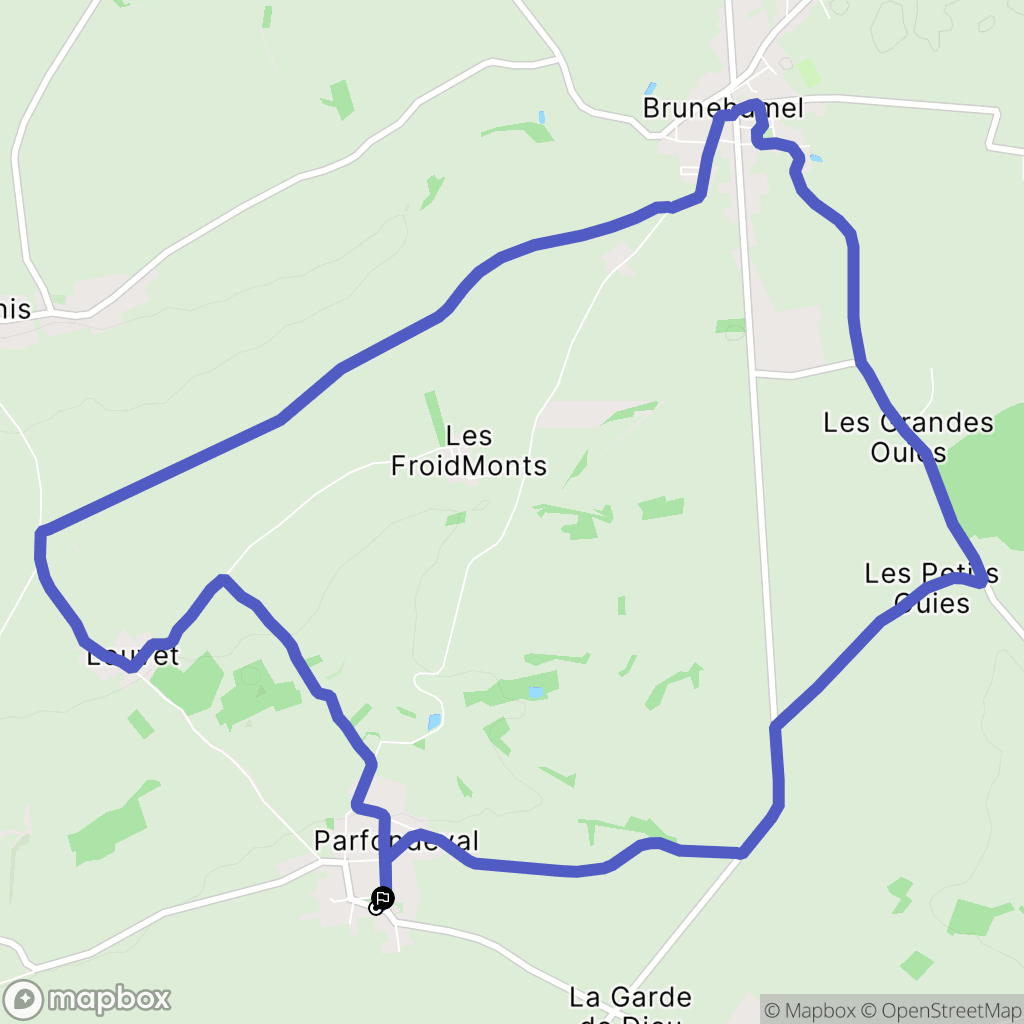 Parfondeval : carte du parcours de randonnée - France
