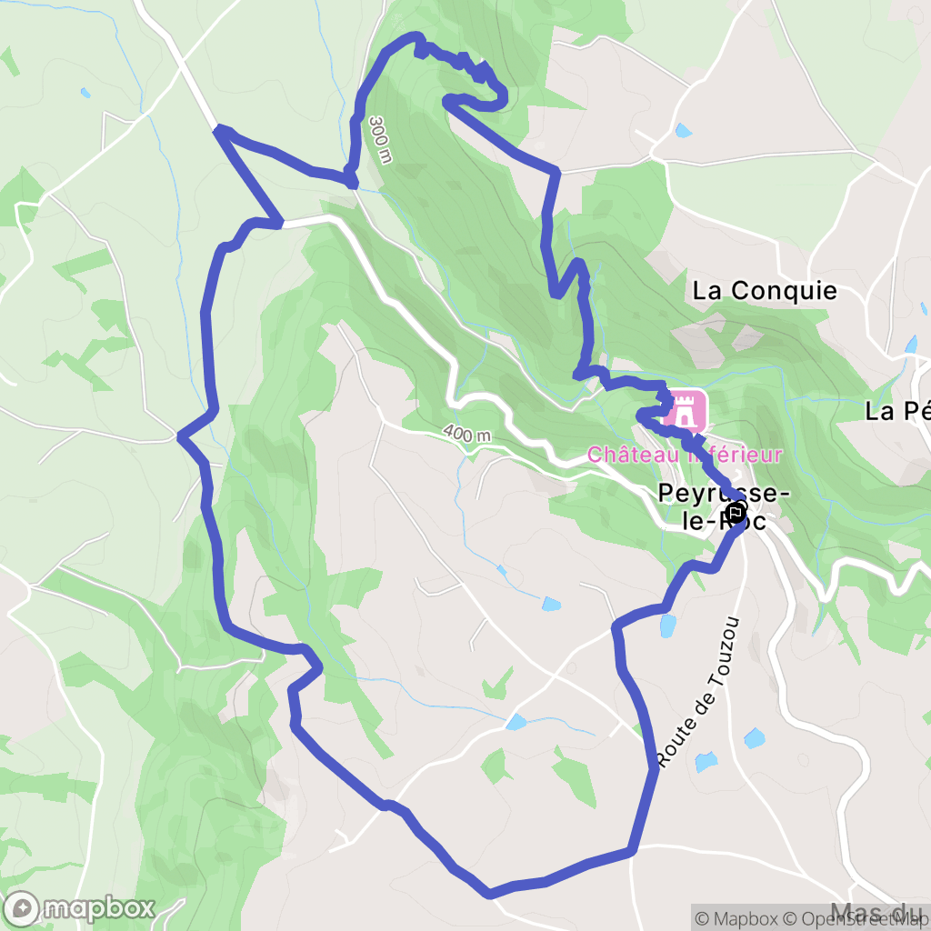 Peyrusse-le-Roc : carte du parcours de randonnée - France