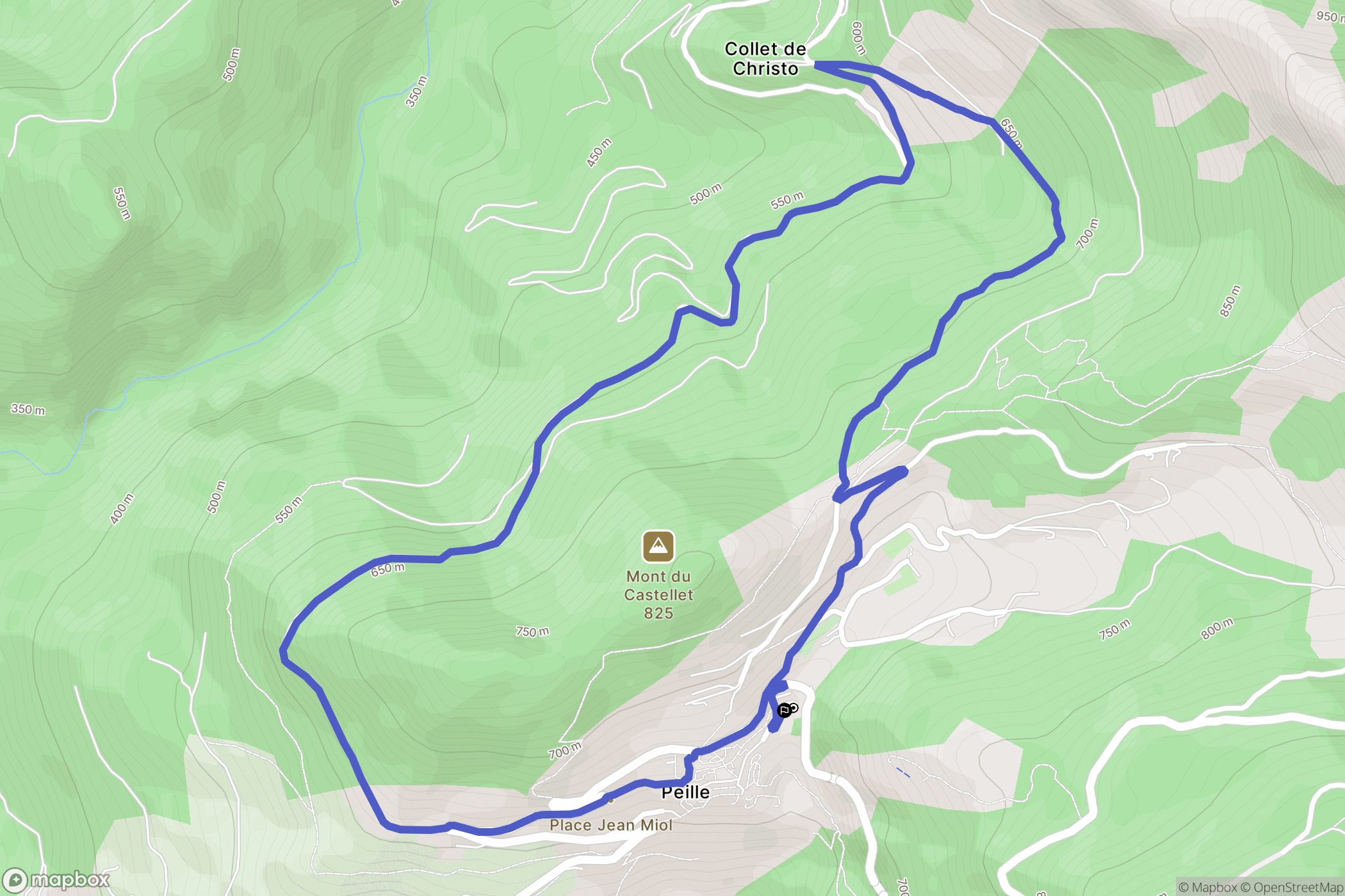 Peille : carte du parcours de randonnée - France