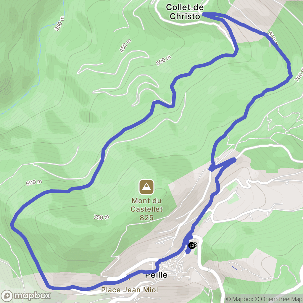 Peille : carte du parcours de randonnée - France