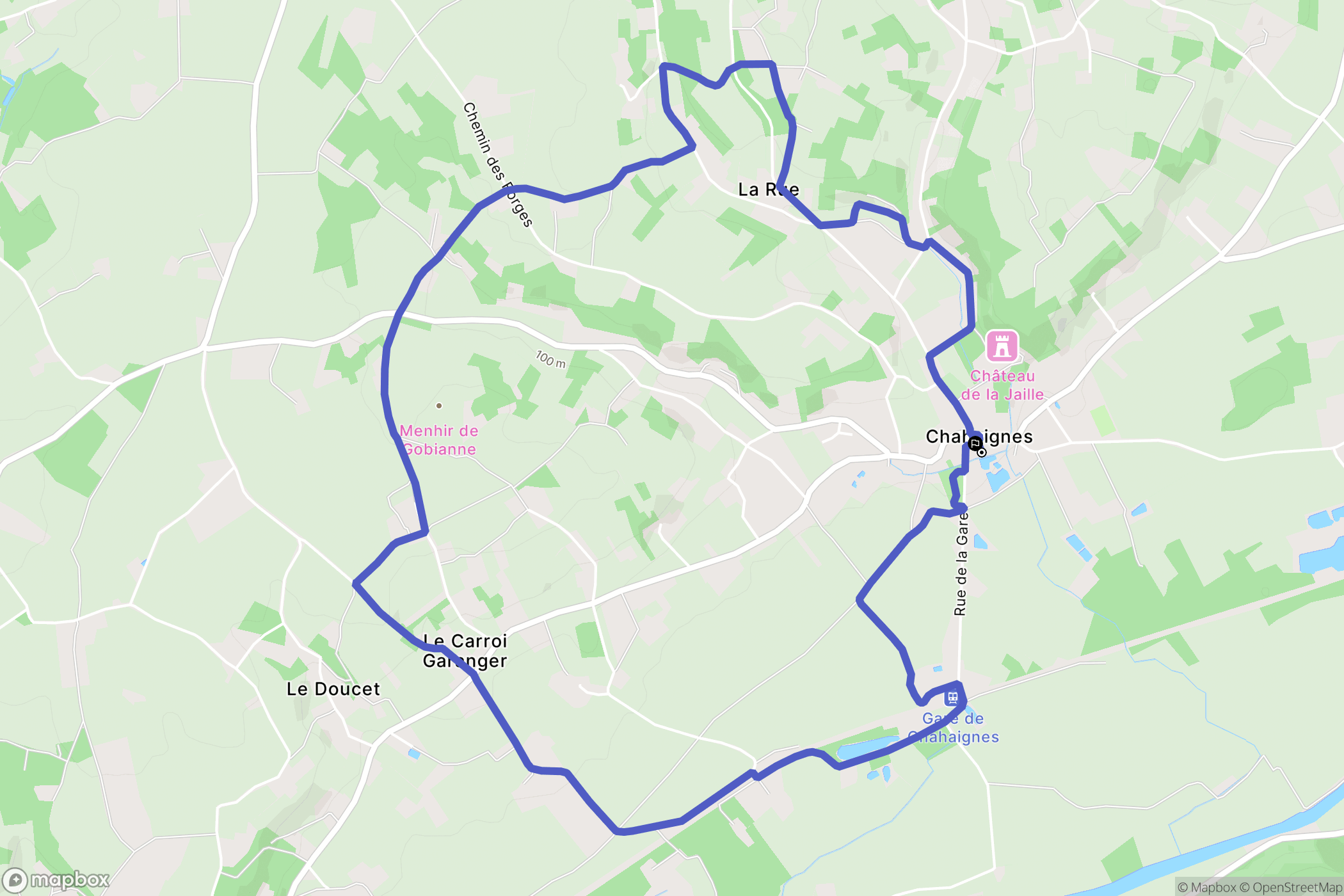 Chahaignes : carte du parcours de randonnée - France