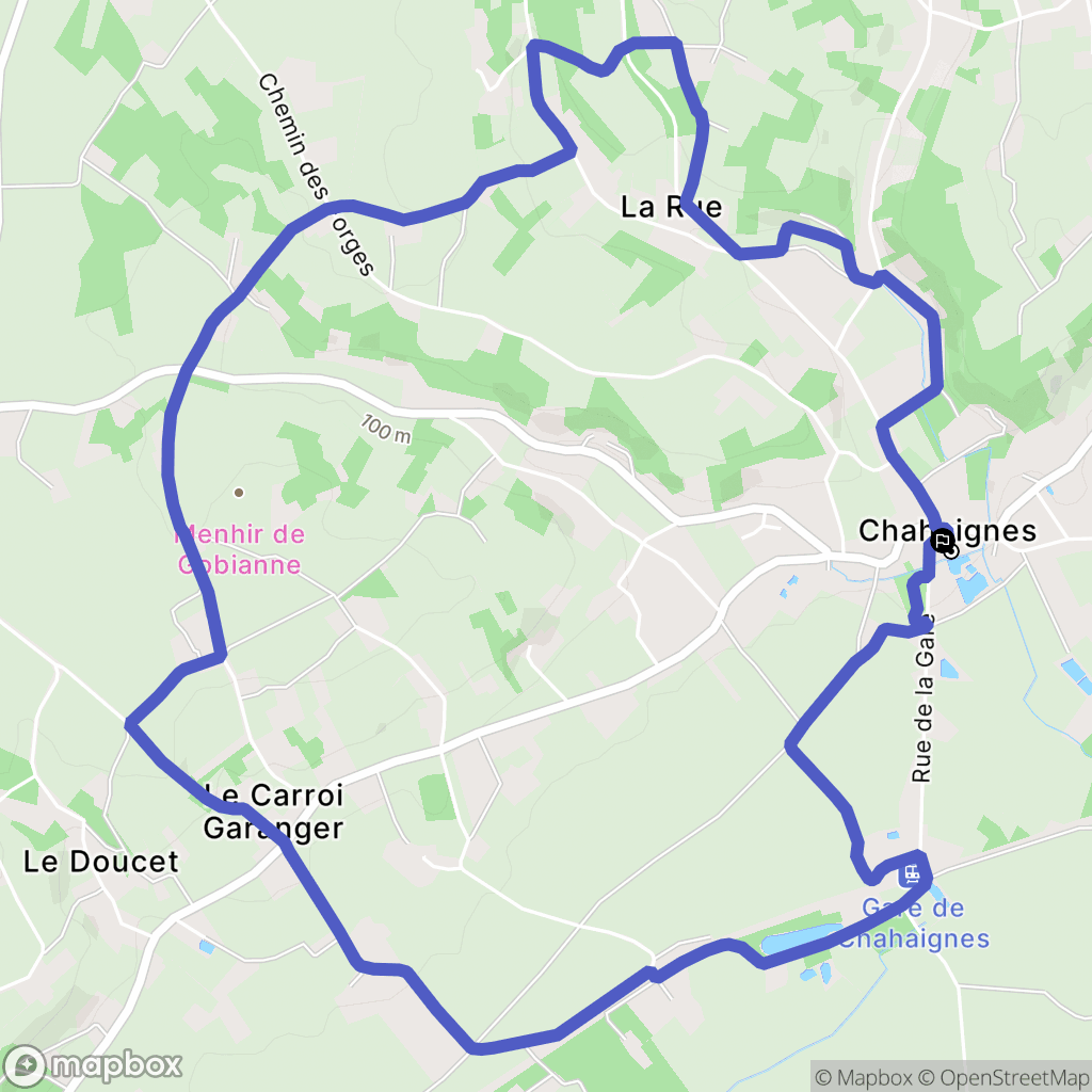 Chahaignes : carte du parcours de randonnée - France