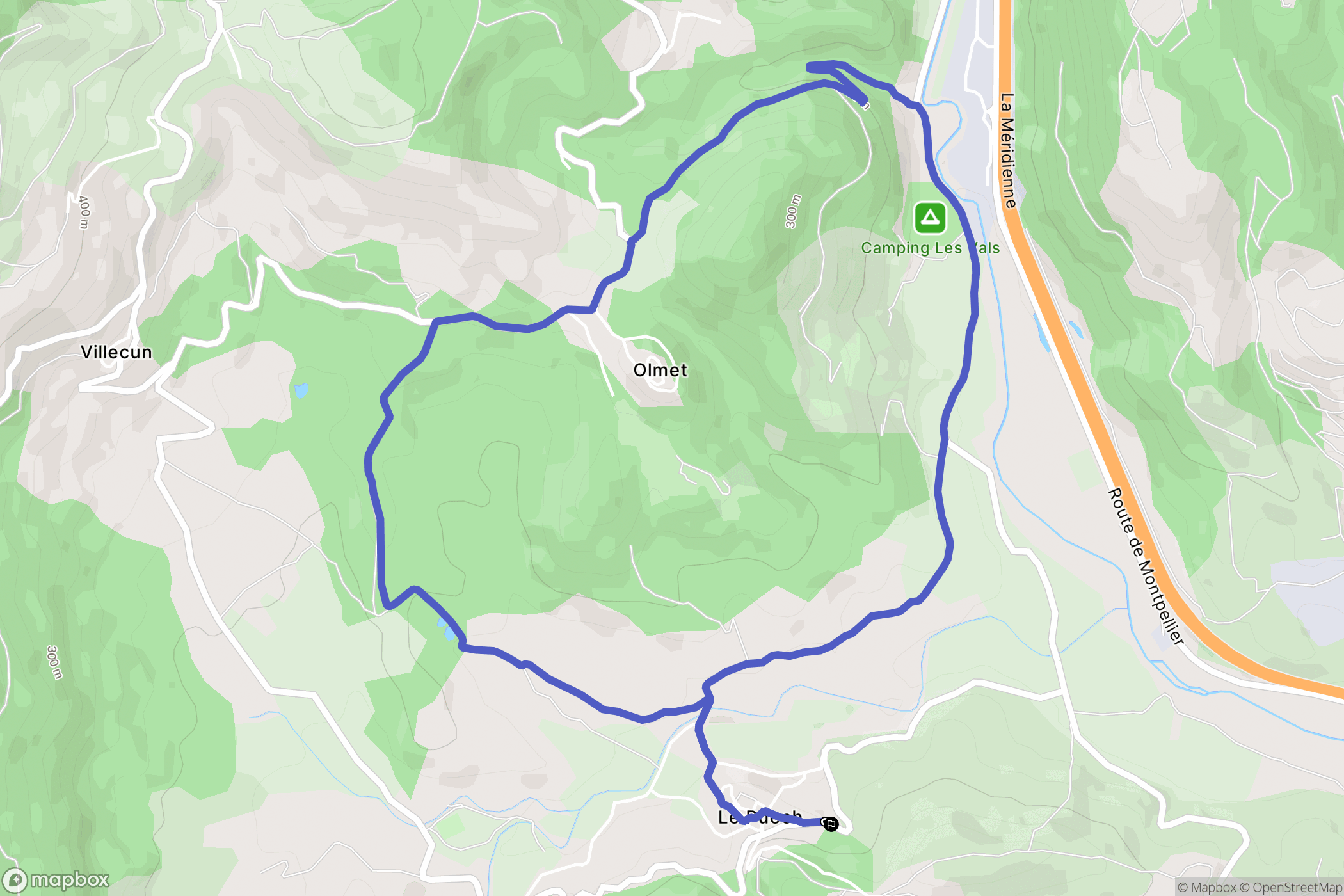 Le Puech : carte du parcours de randonnée - France