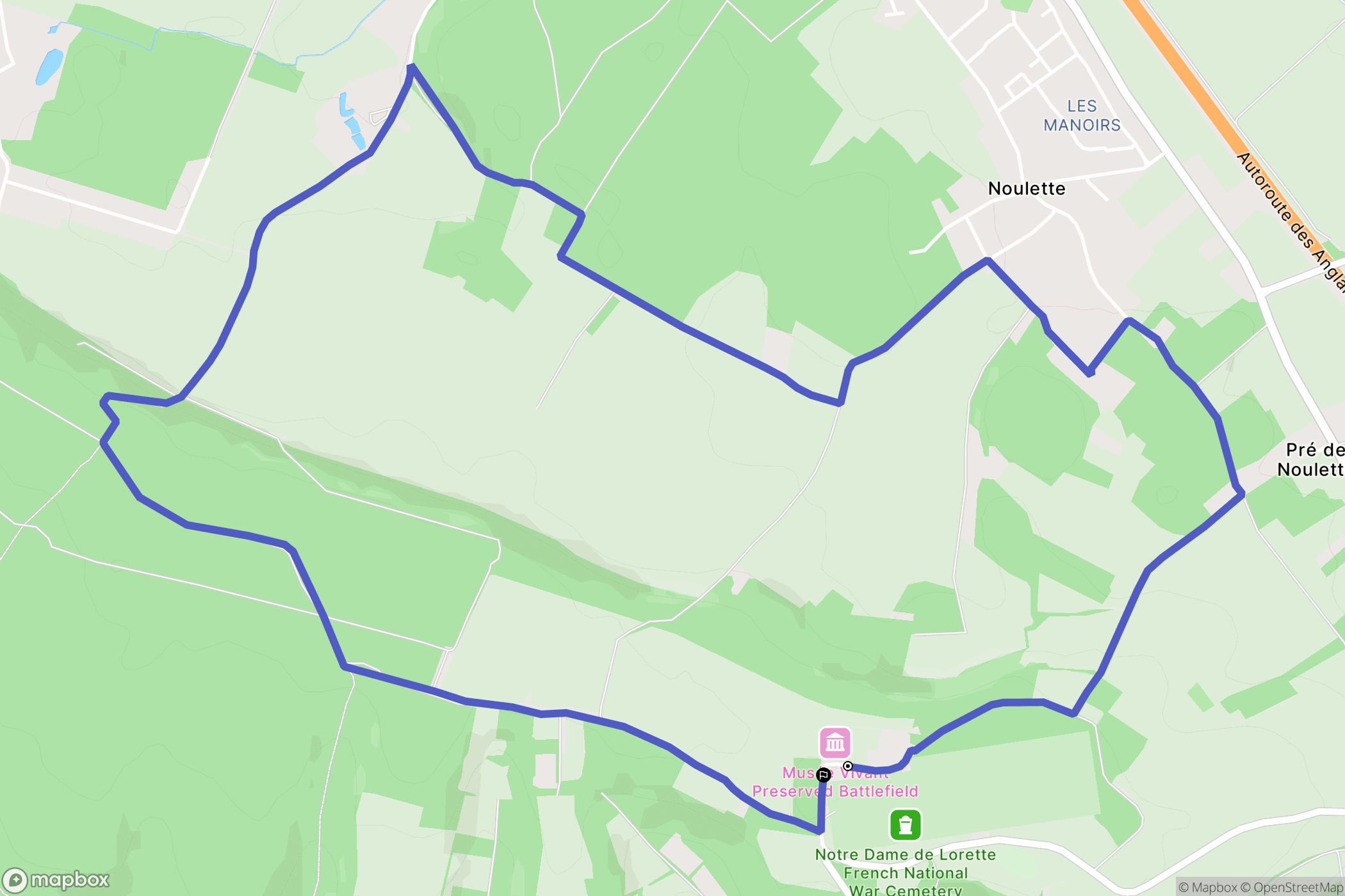 Ablain-Saint-Nazaire : carte du parcours de randonnée - France