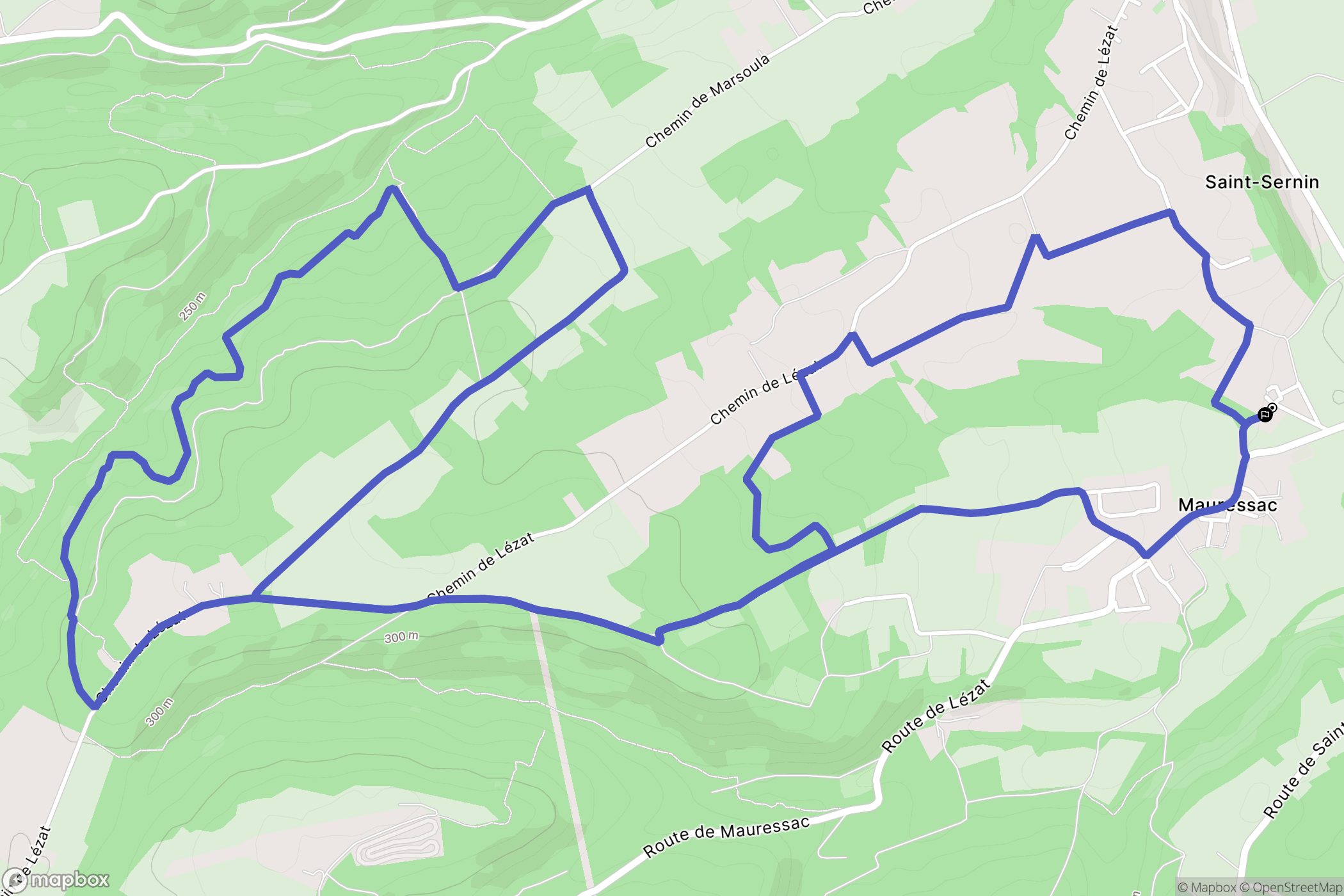 Mauressac : carte du parcours de randonnée - France