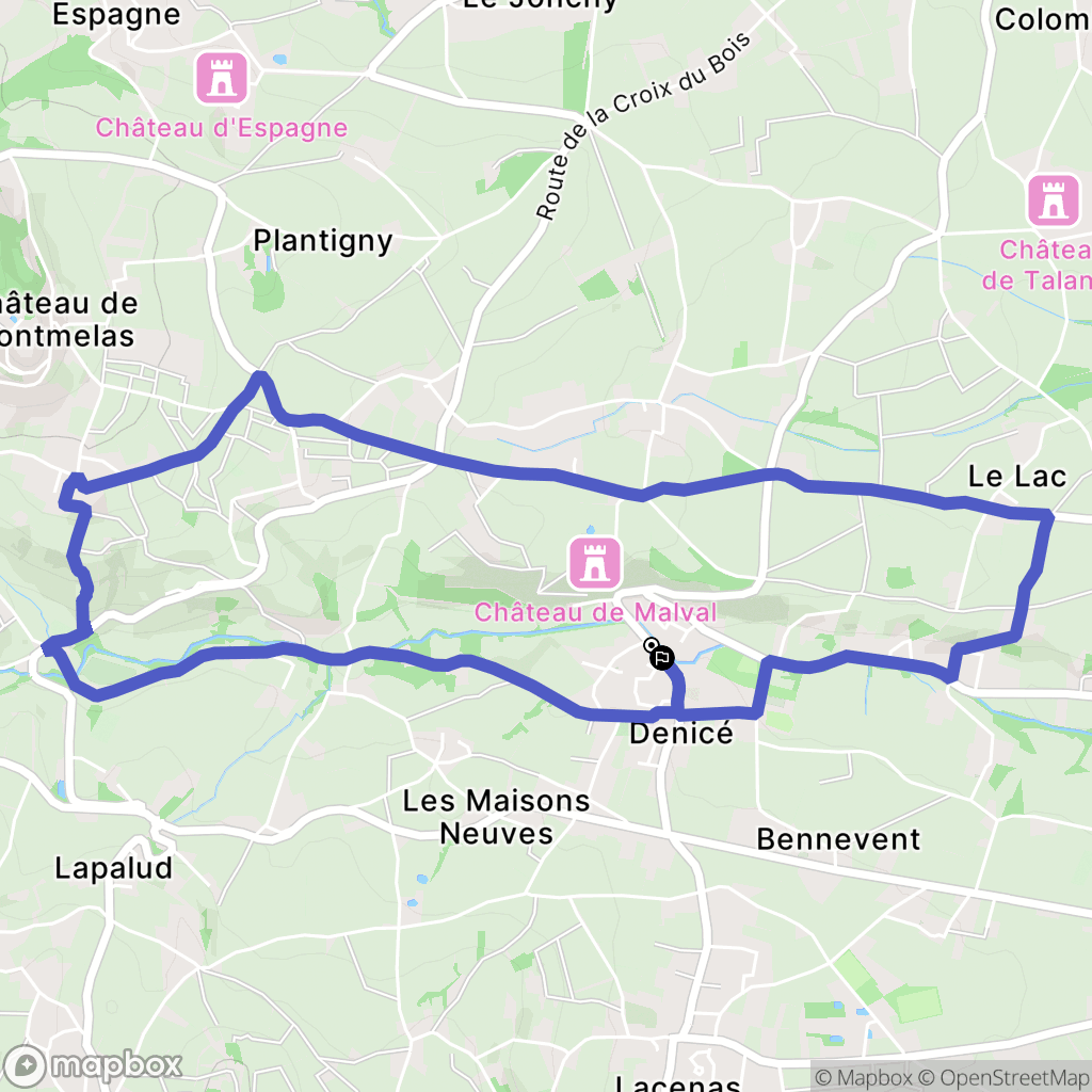 Denicé : carte du parcours de randonnée - France