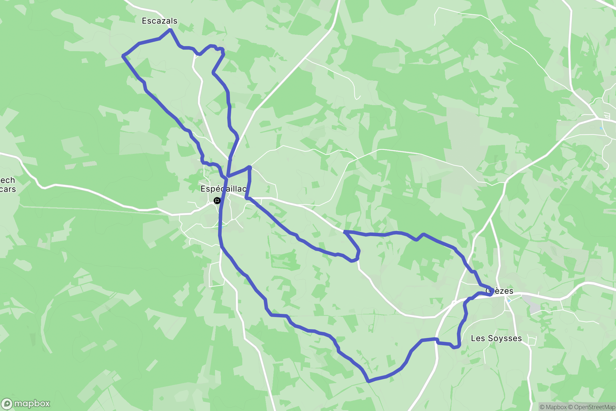 Espédaillac : carte du parcours de randonnée - France